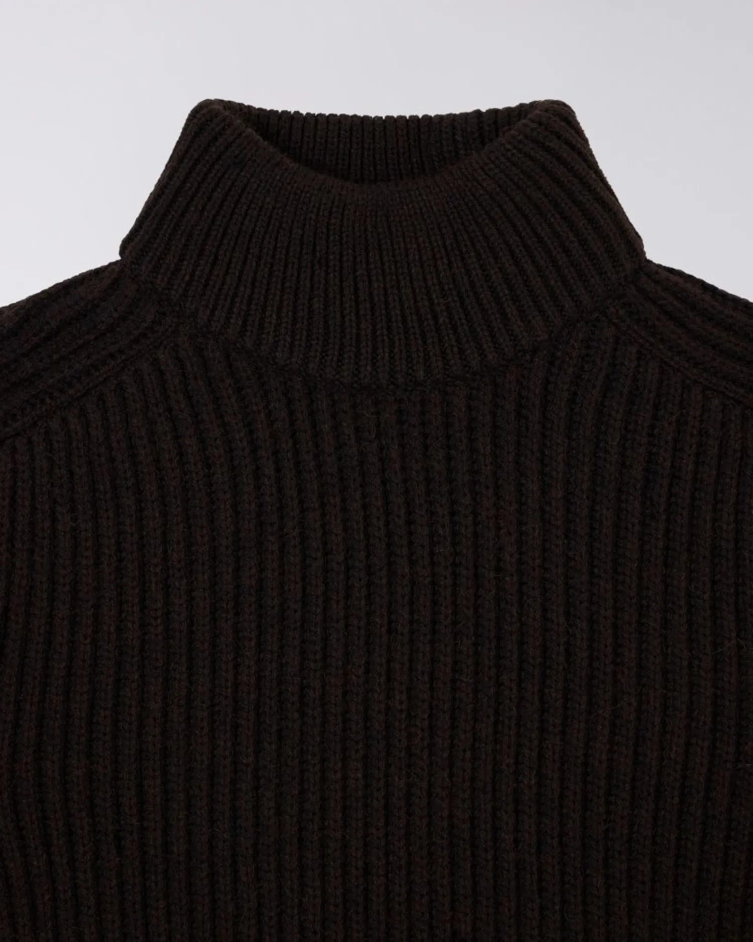 EDWIN Roni High Collar Sweater In Dark Brown