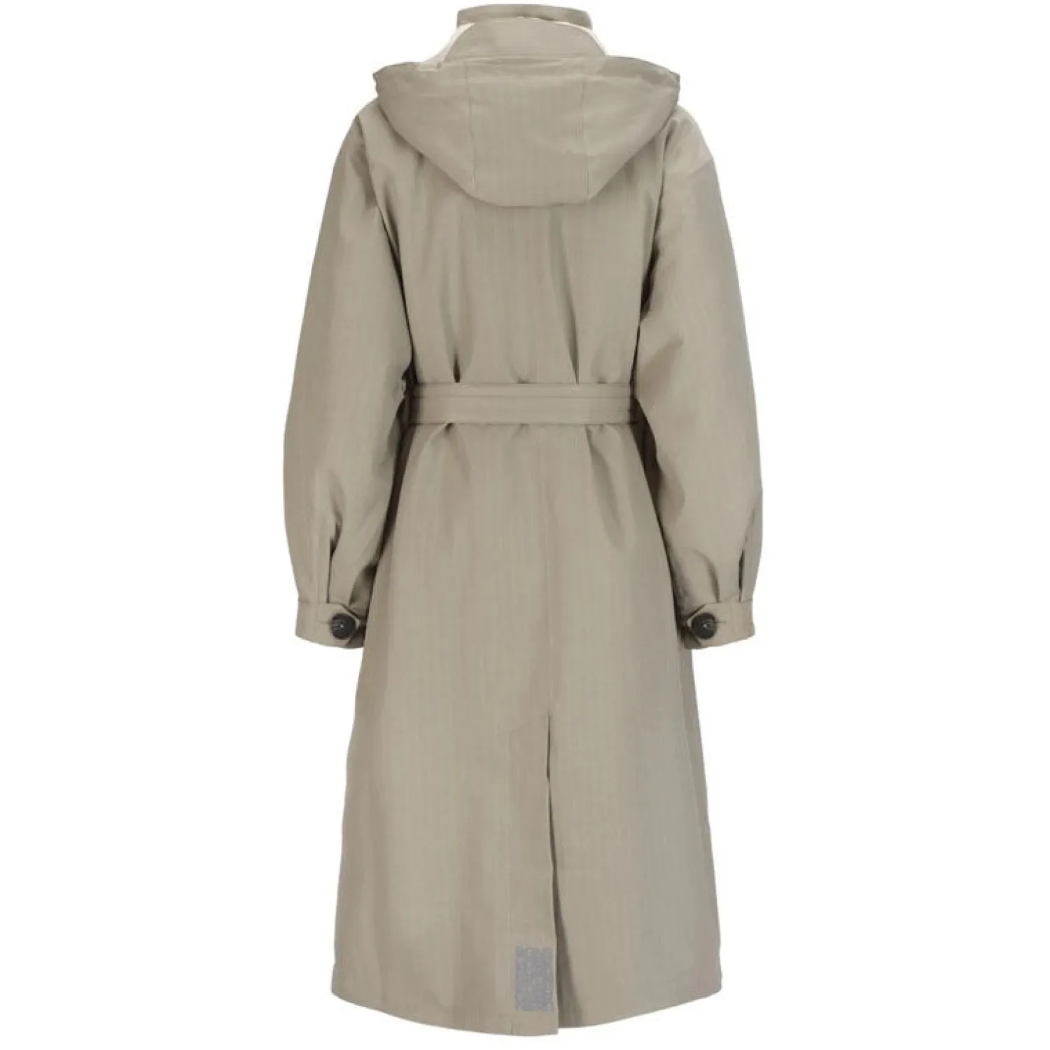 BRGN Rossby Maxi Coat In Taupe Pinstripe