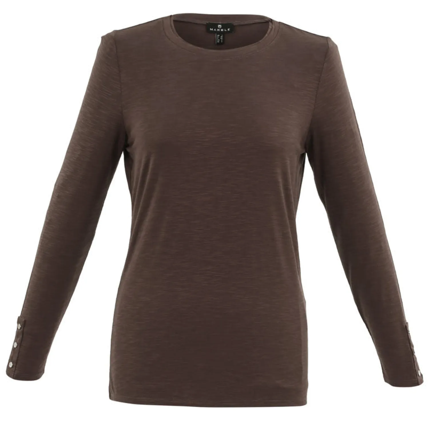 MARBLE Round Neck Top In Brown