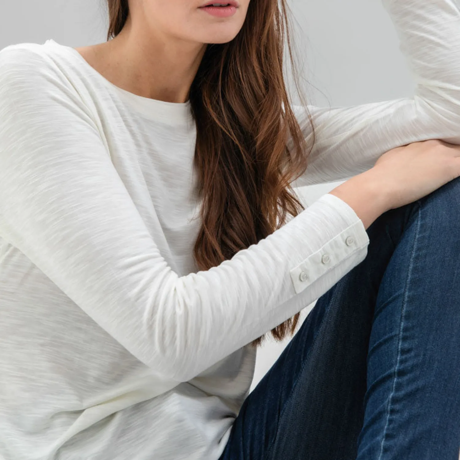 MARBLE Round Neck Top In White