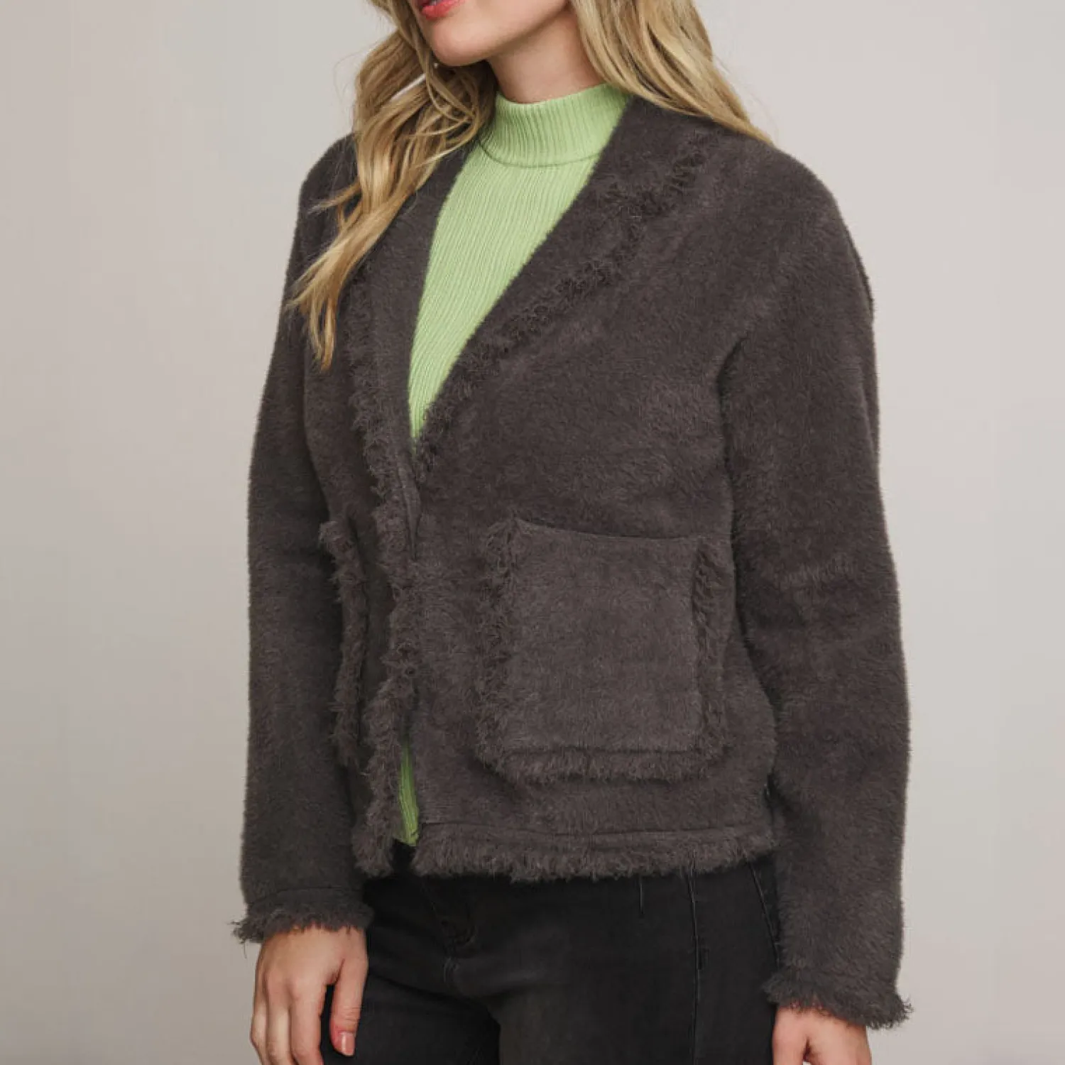 RINO & PELLE Sena Single Breasted Cardigan In Night Forest