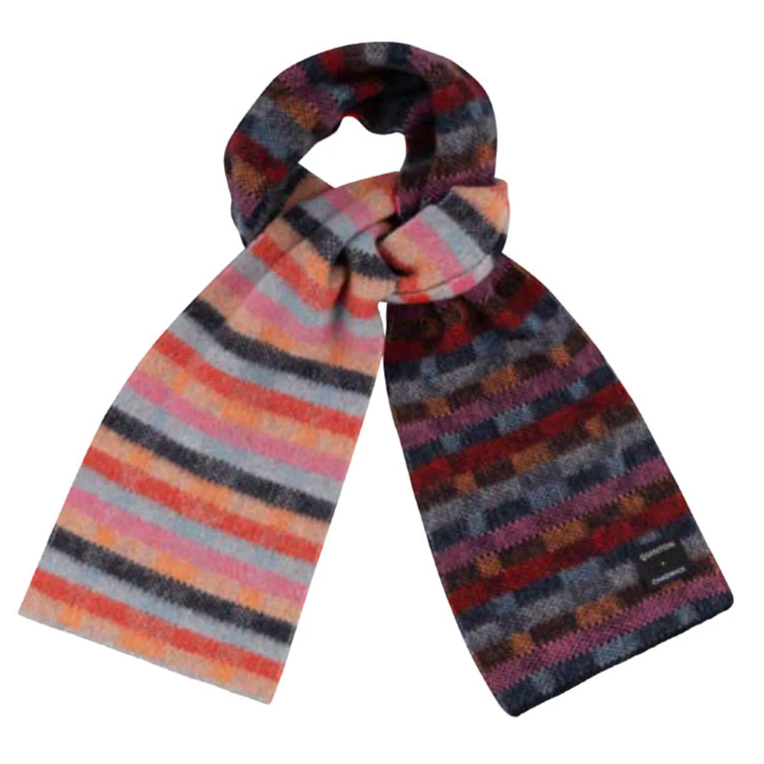 QUINTON & CHADWICK Short Brushed Intarsia Scarf In Harlequin