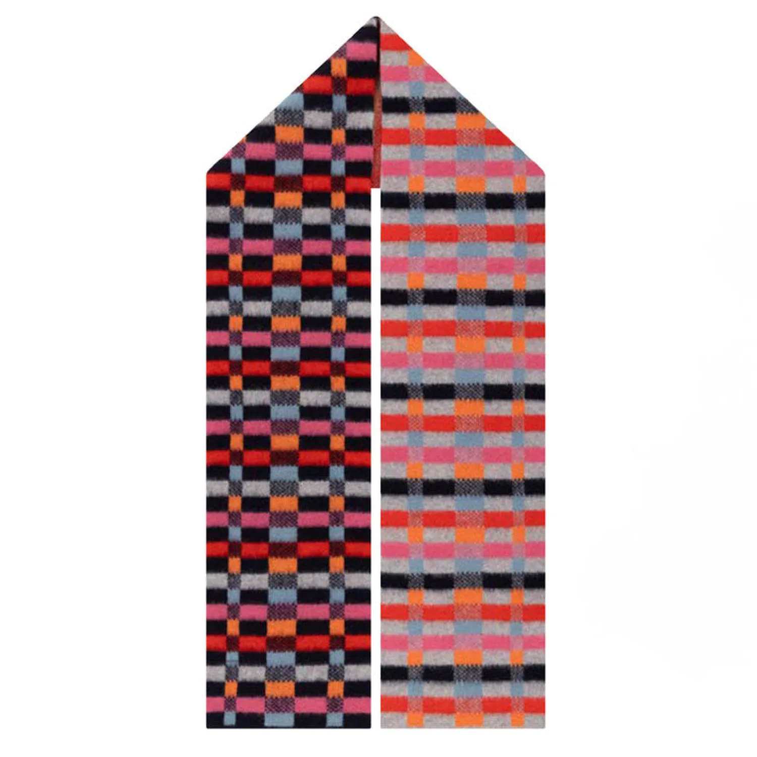 QUINTON & CHADWICK Short Brushed Intarsia Scarf In Harlequin