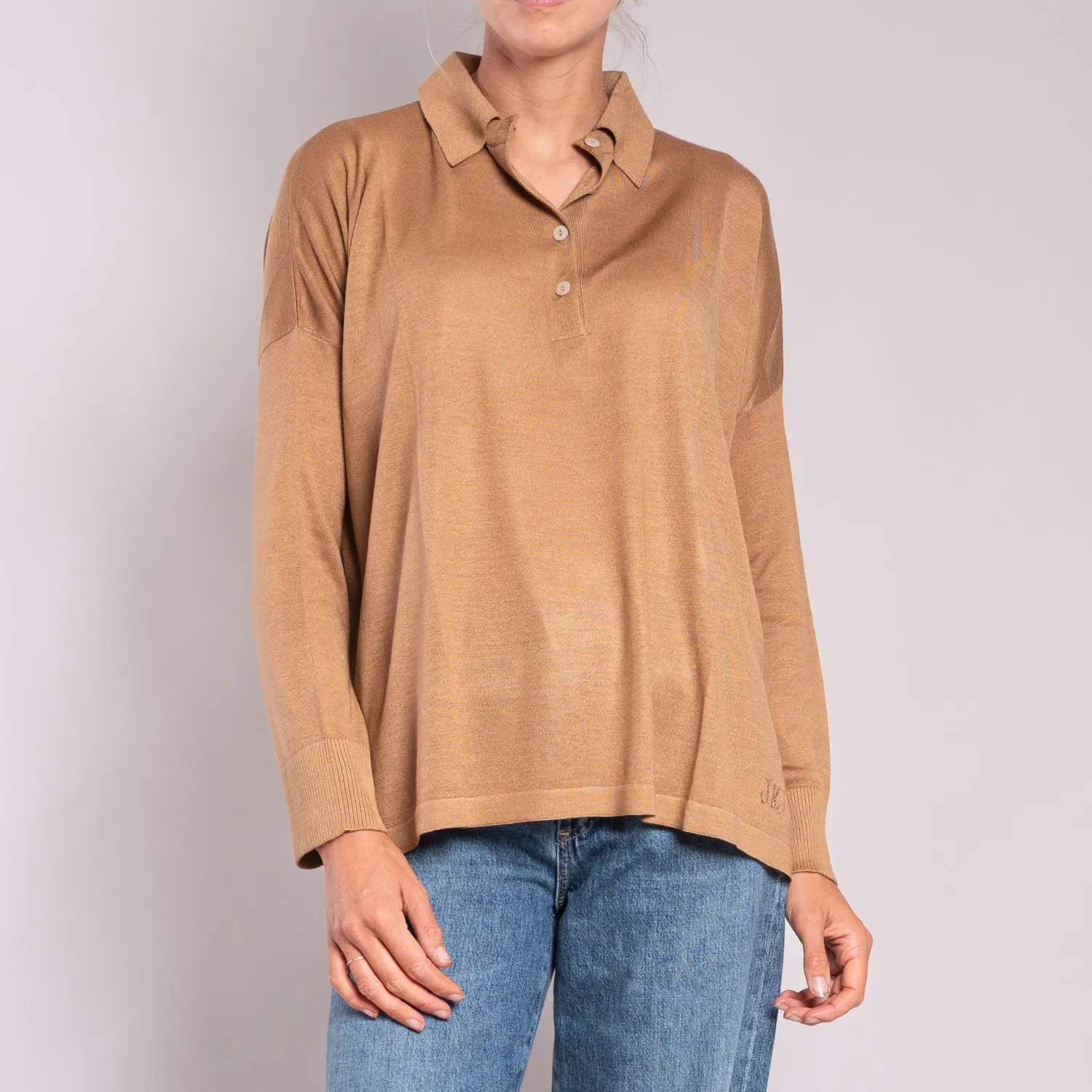 JEAN & TEMPLE Silk & Cashmere Shirt In Caramel