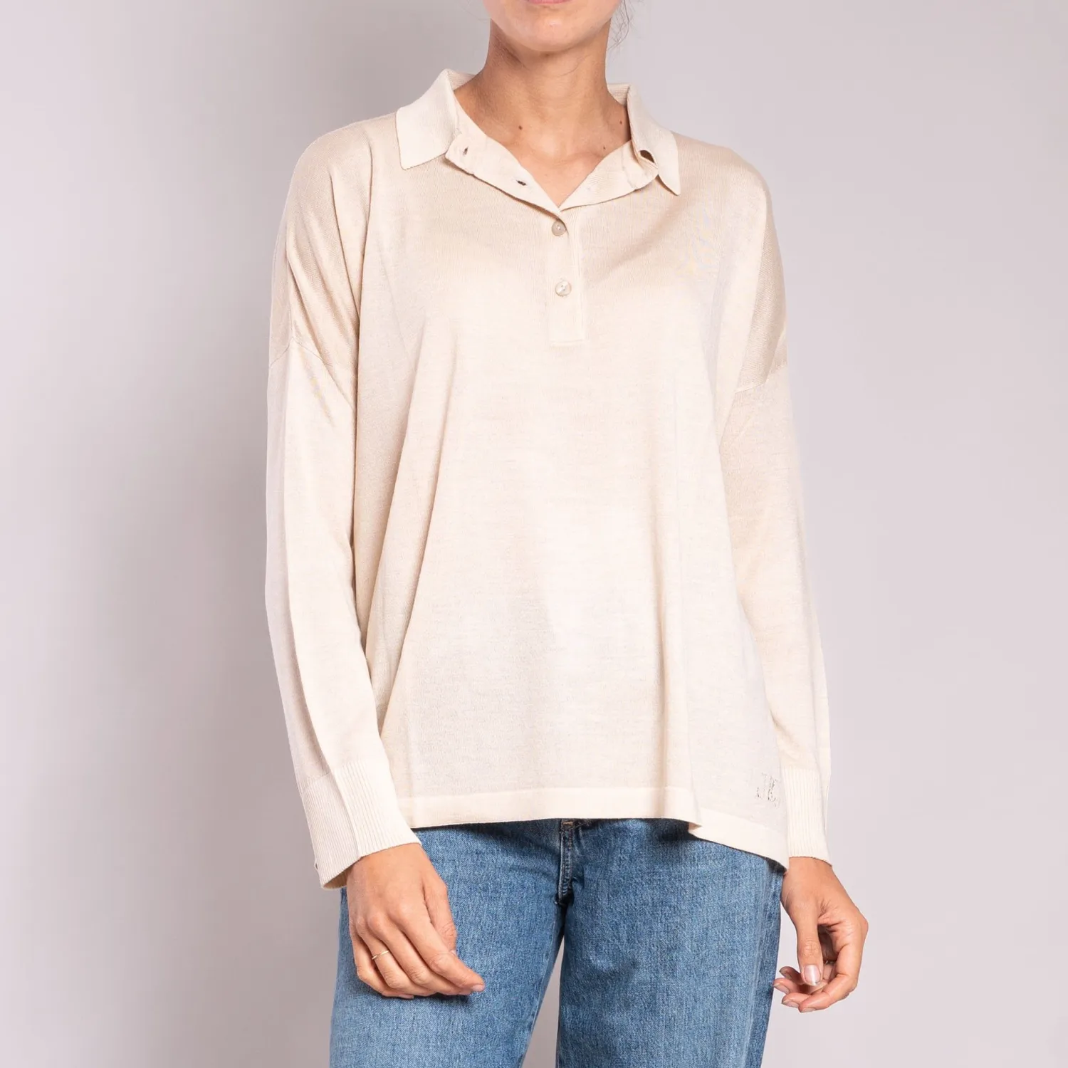 JEAN & TEMPLE Silk & Cashmere Shirt In Light Oat