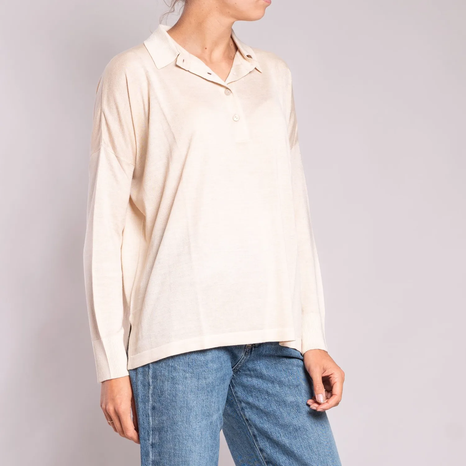 JEAN & TEMPLE Silk & Cashmere Shirt In Light Oat