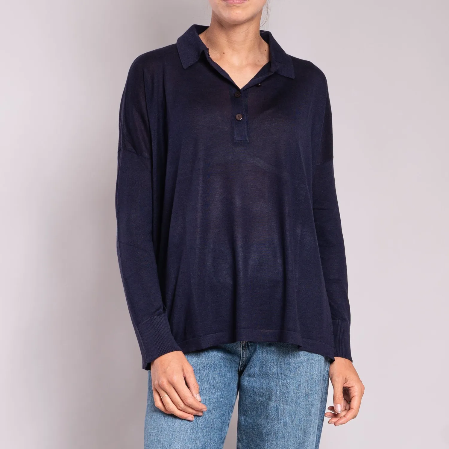 JEAN & TEMPLE Silk & Cashmere Shirt In Navy