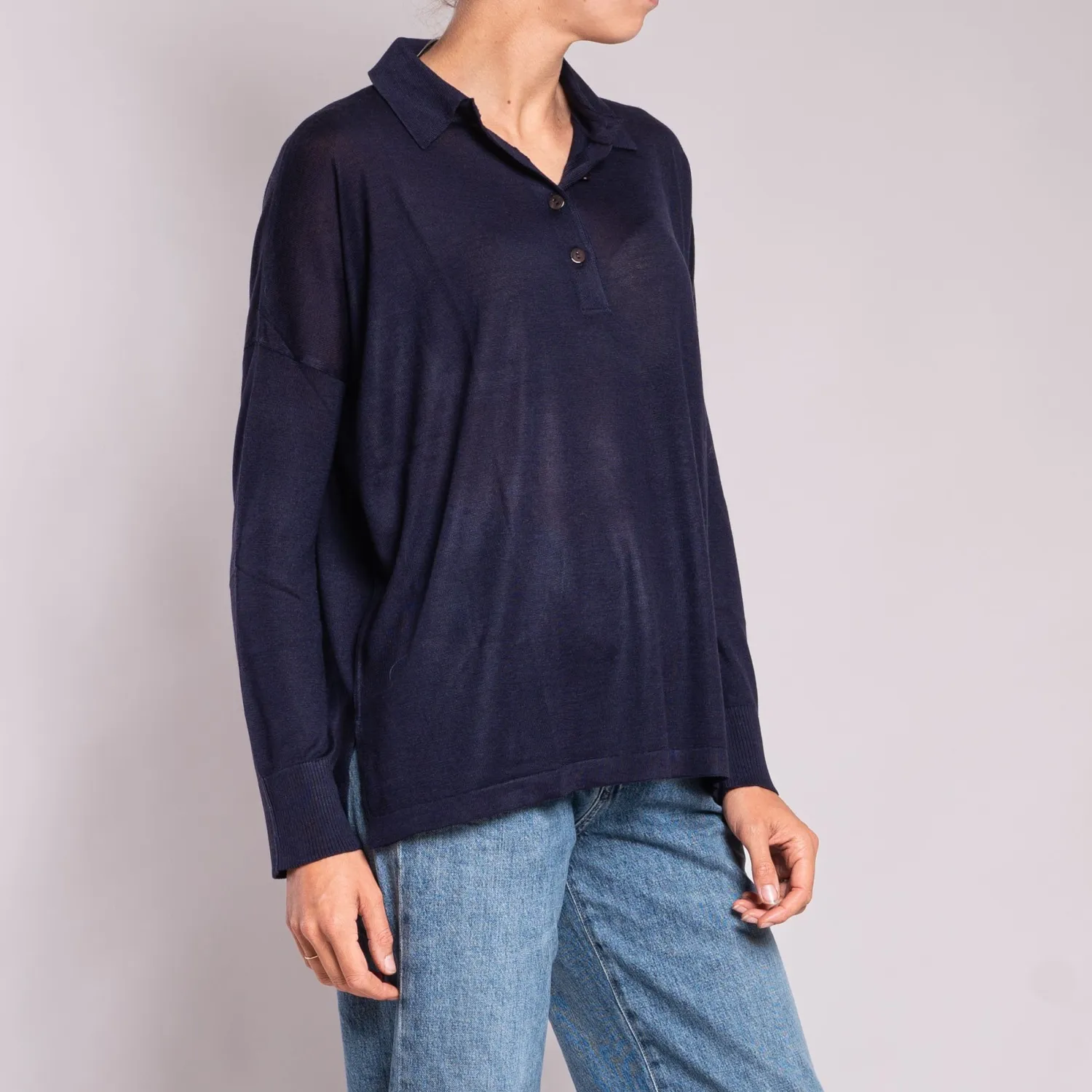 JEAN & TEMPLE Silk & Cashmere Shirt In Navy