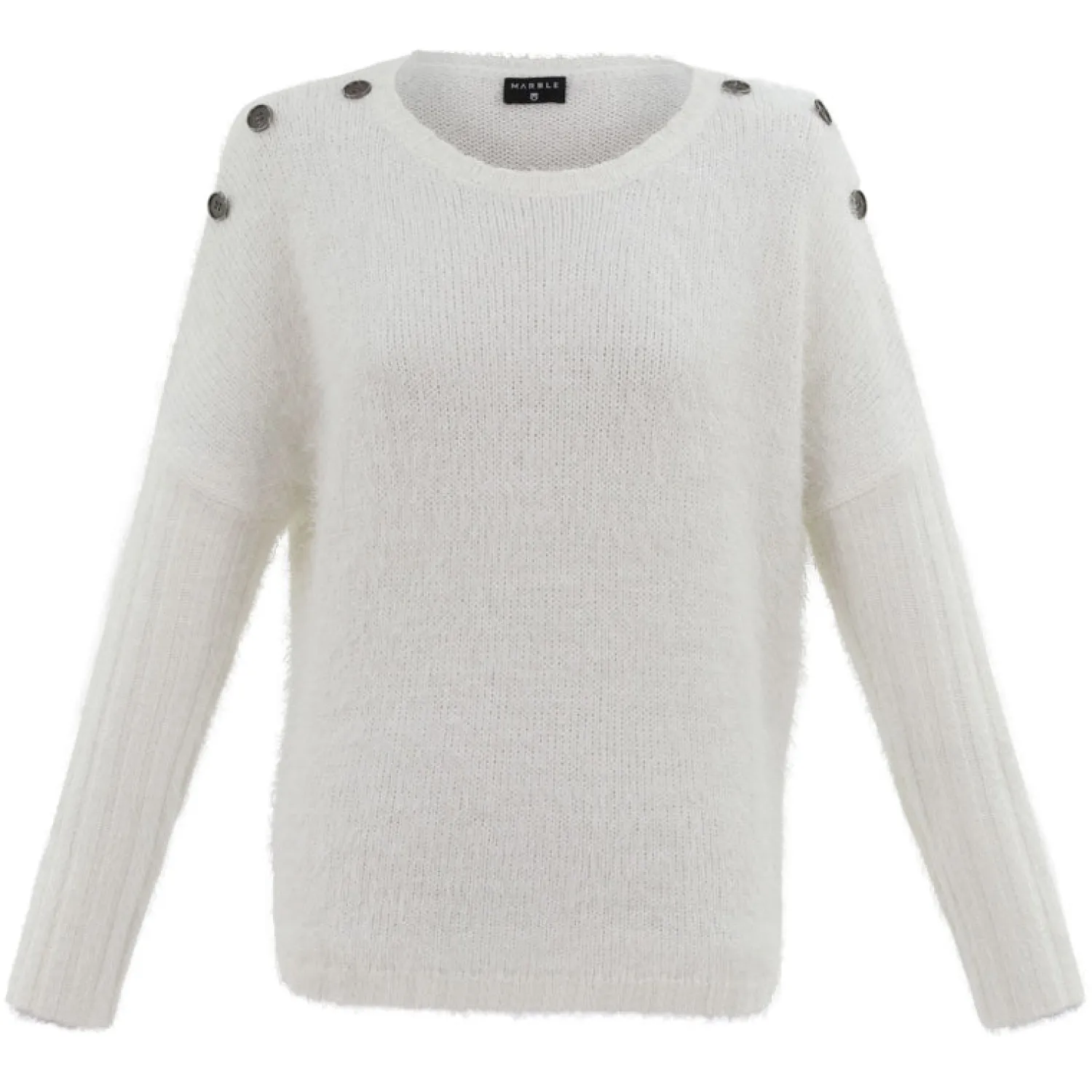 MARBLE Simple Sweater In White