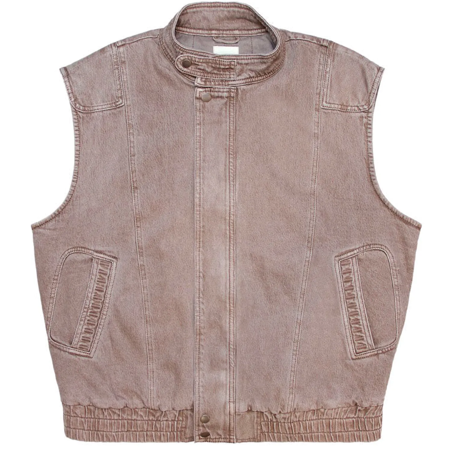 SEVENTY & MOCHI Sleeveless Oversized Juno Jacket In Washed Mocha