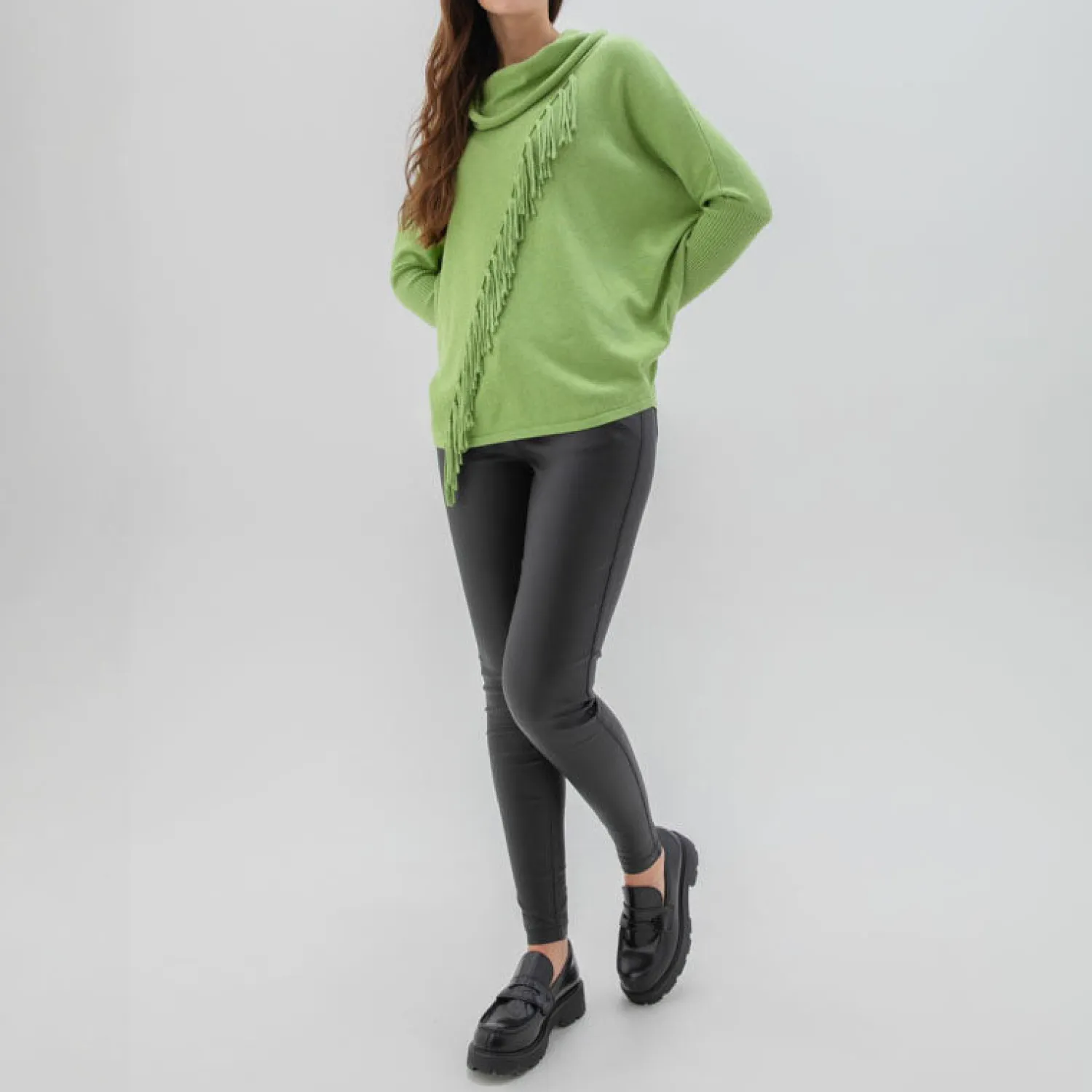 MARBLE Slouchy Roll Neck Sweater In Green