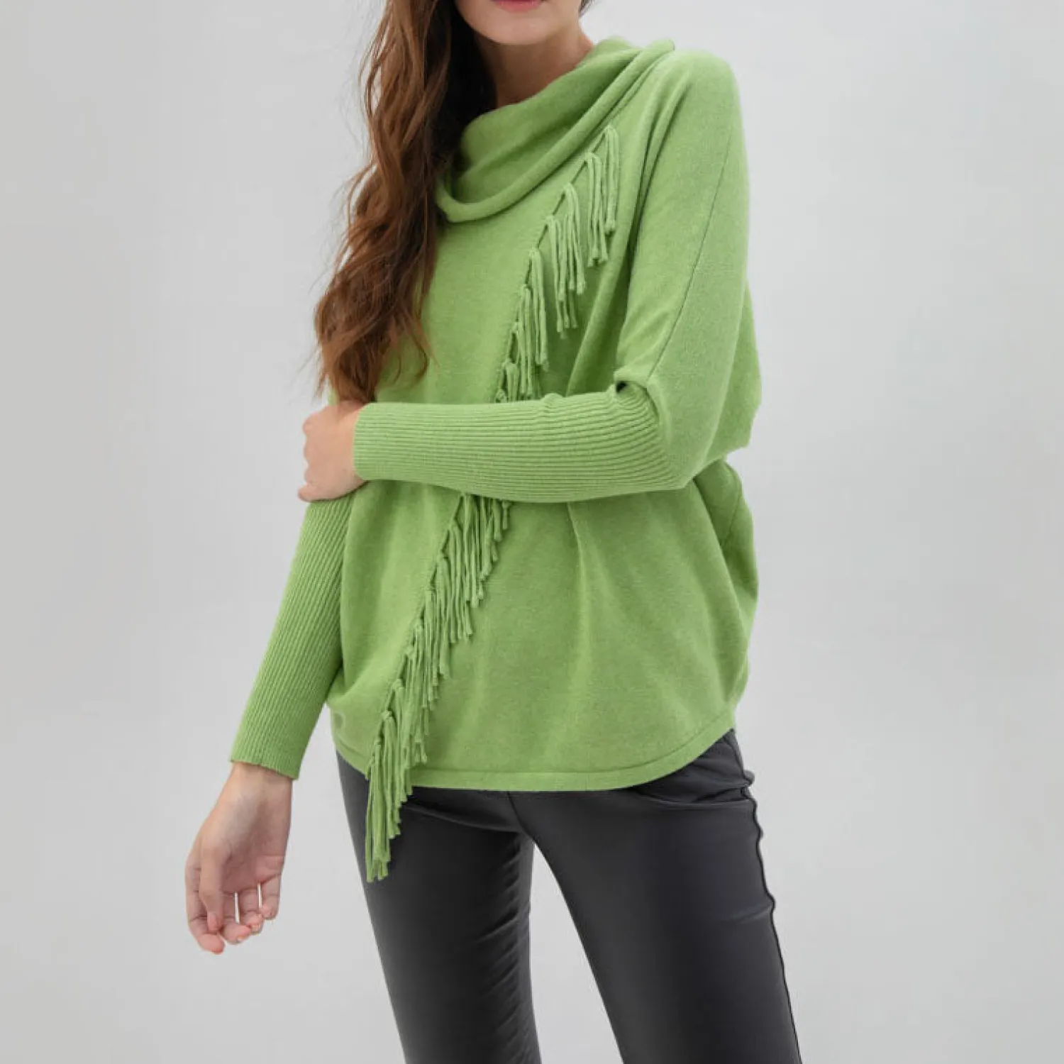 MARBLE Slouchy Roll Neck Sweater In Green