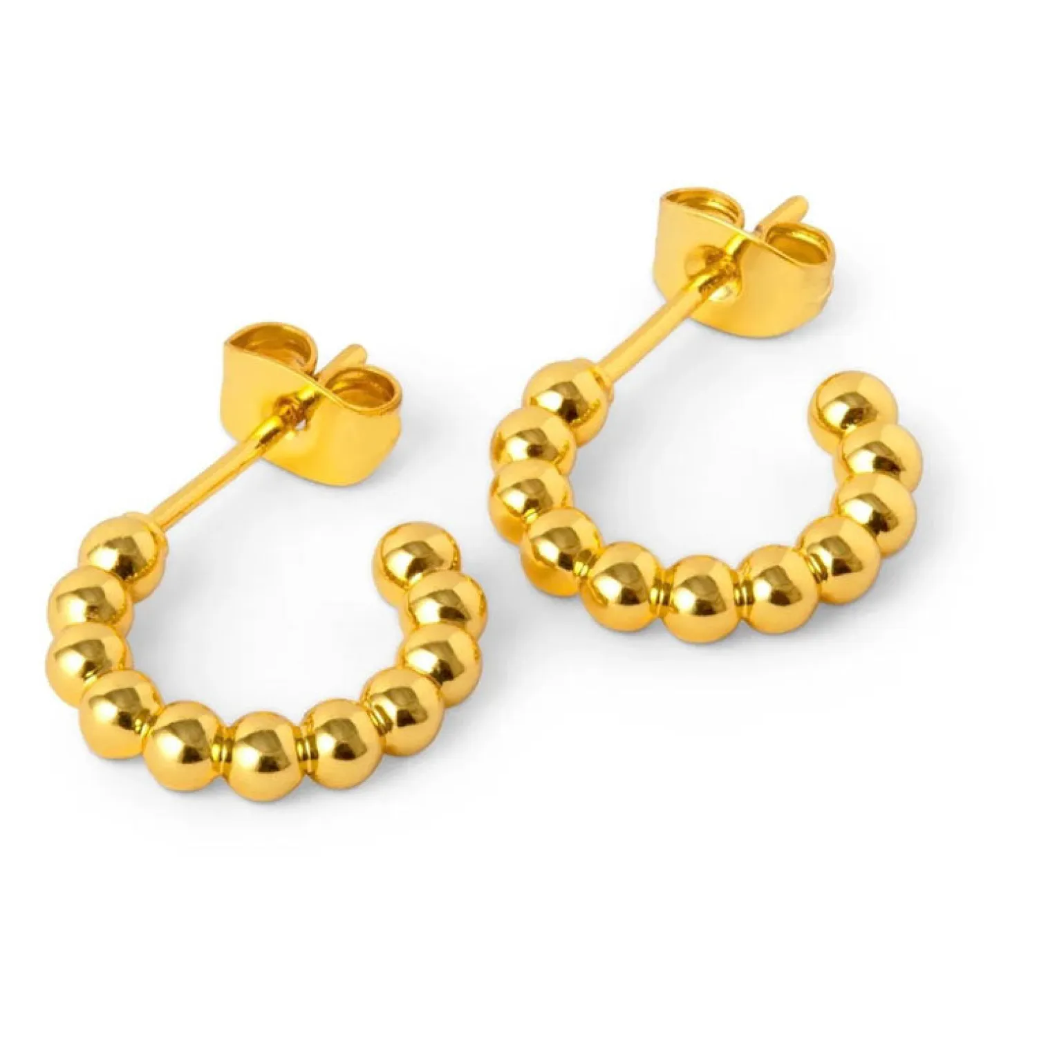 LULU COPENHAGEN Small Colour Ball Hoops In Gold