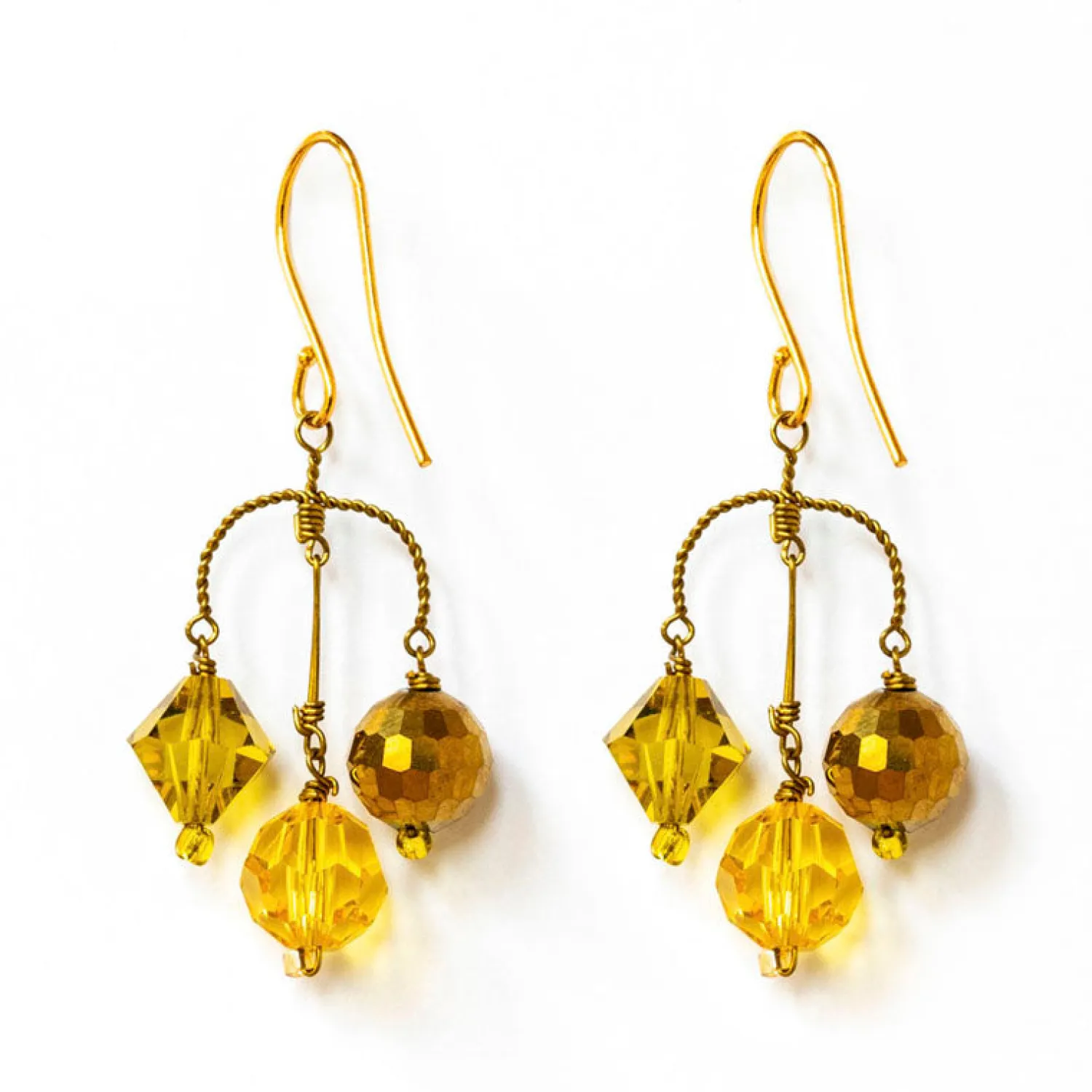 PHILIPPA KUNISCH Small Diamond Earrings In Yellow/Bronze