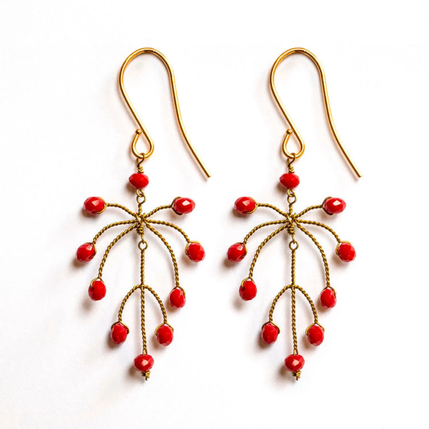 PHILIPPA KUNISCH Small Leaf Earrings In Red