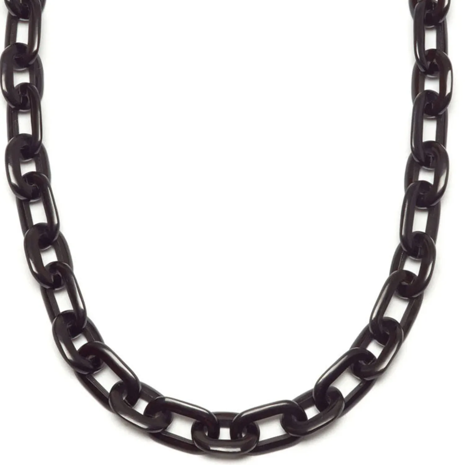 BRANCH JEWELLERY Small Oval Link Horn Necklace In Black Natural