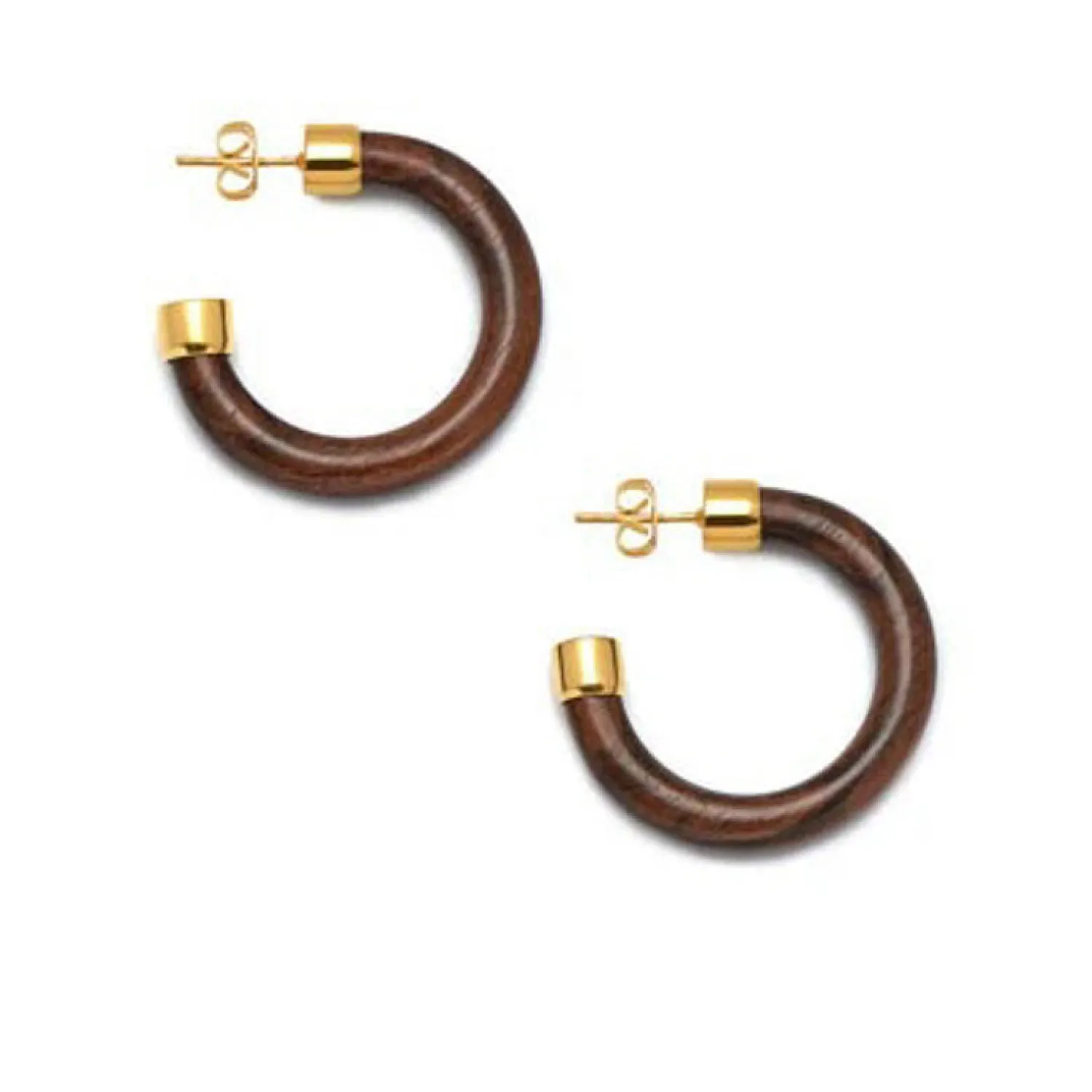 BRANCH JEWELLERY Small Rosewood Hoop Earrings With Gold Plated Metal