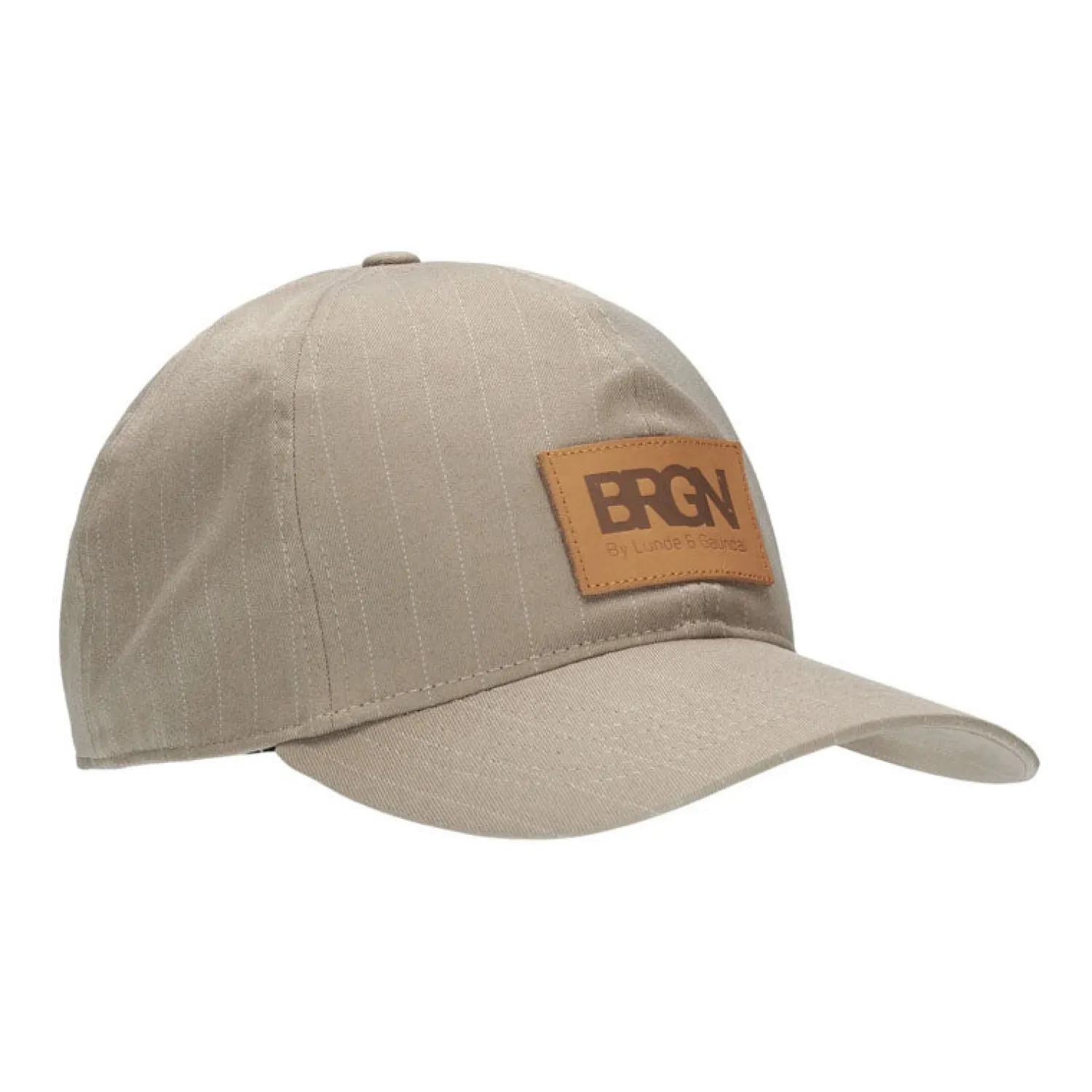 BRGN Solgren Cap In Taupe Pinstripe