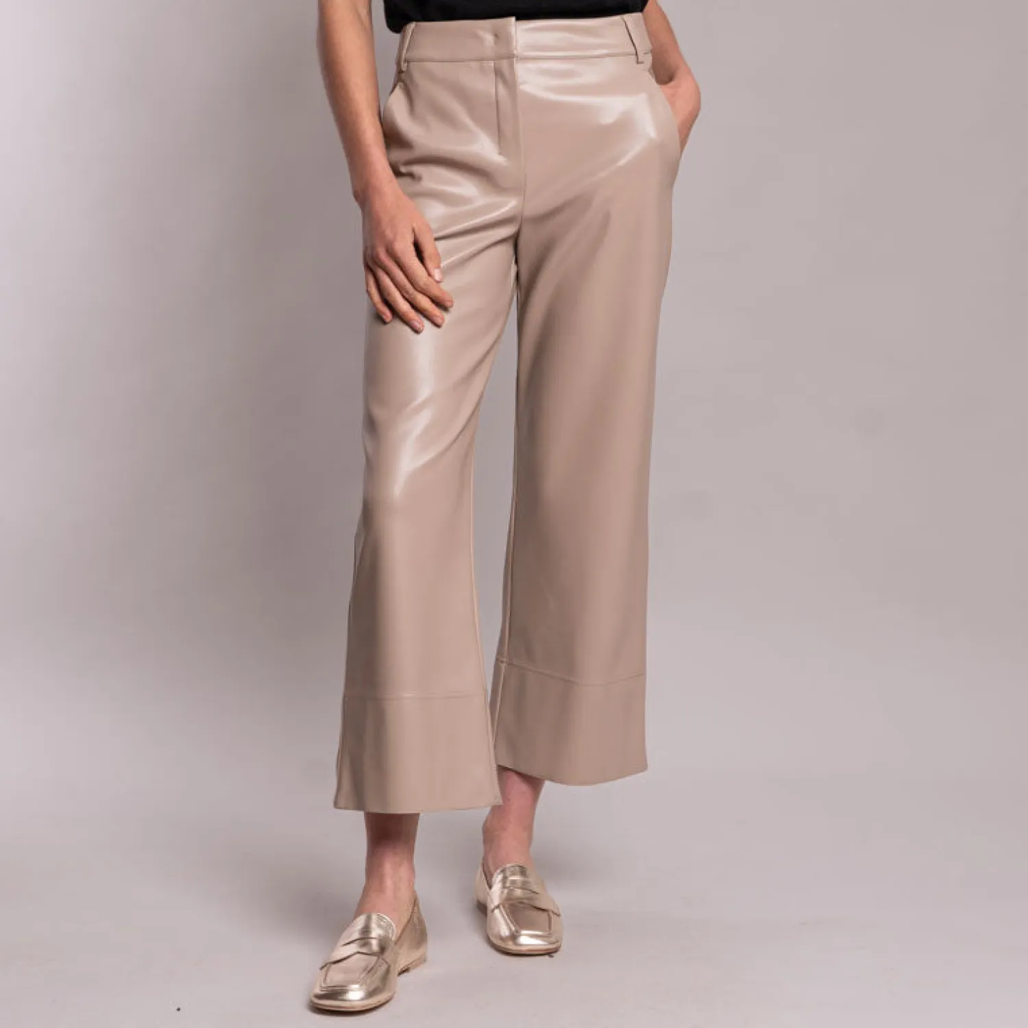 S MAXMARA Soprano Faux Leather Trousers In Beige