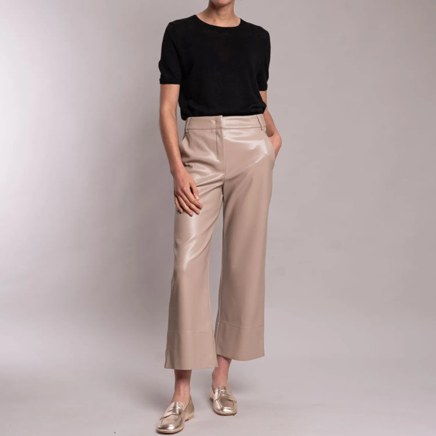 S MAXMARA Soprano Faux Leather Trousers In Beige