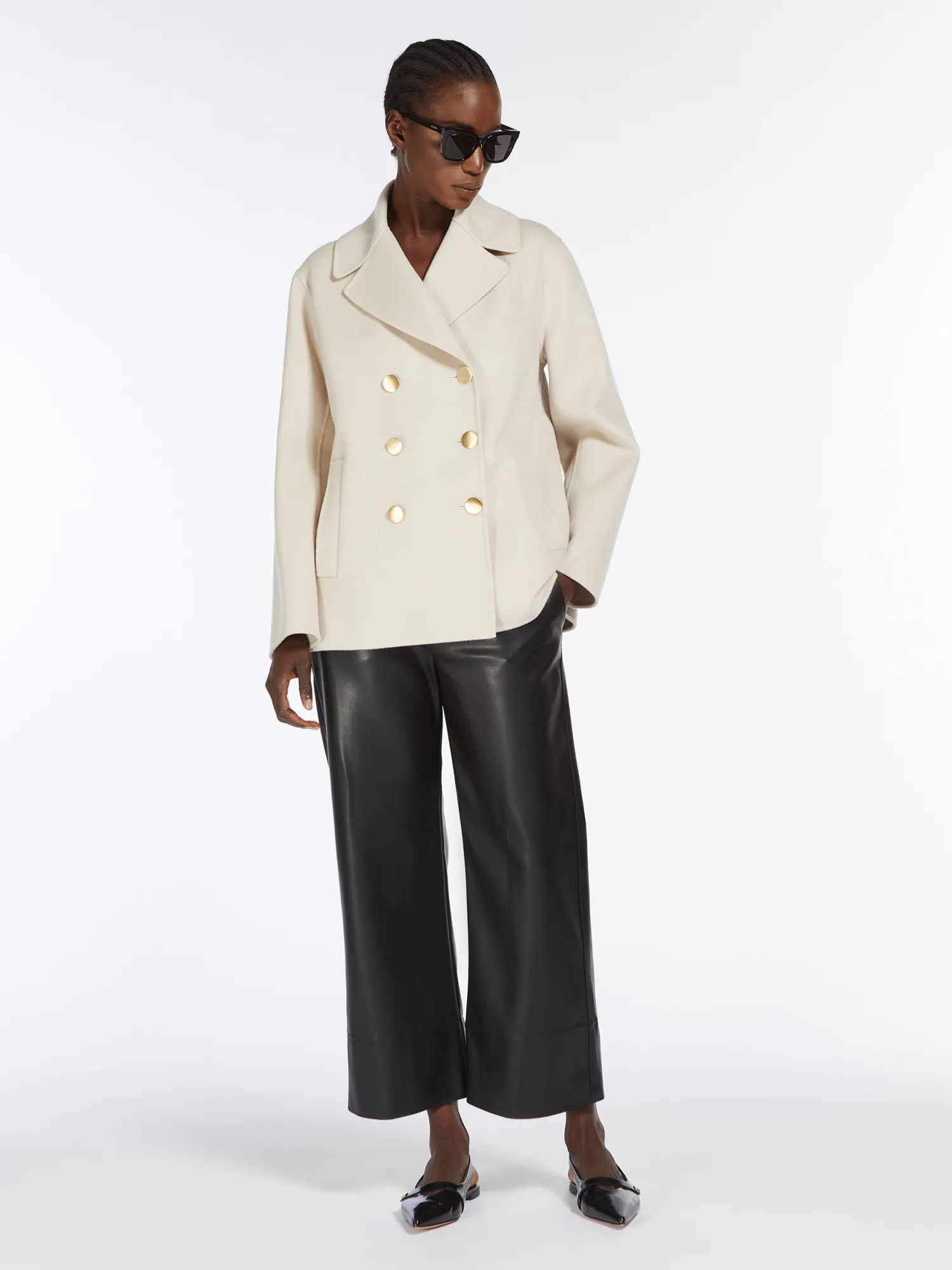 S MAXMARA Soprano Faux Leather Trousers In Black