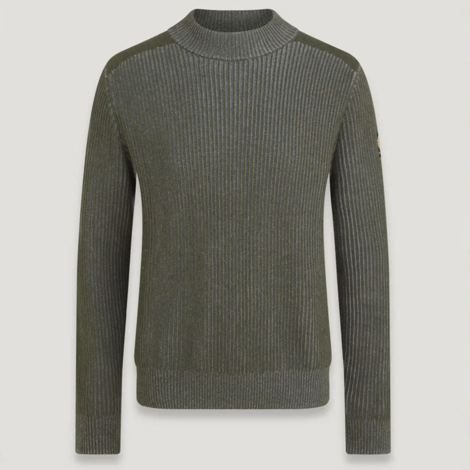 BELSTAFF Stanley Mock Neck Jumper In Tile Green/Mid Grey Heather