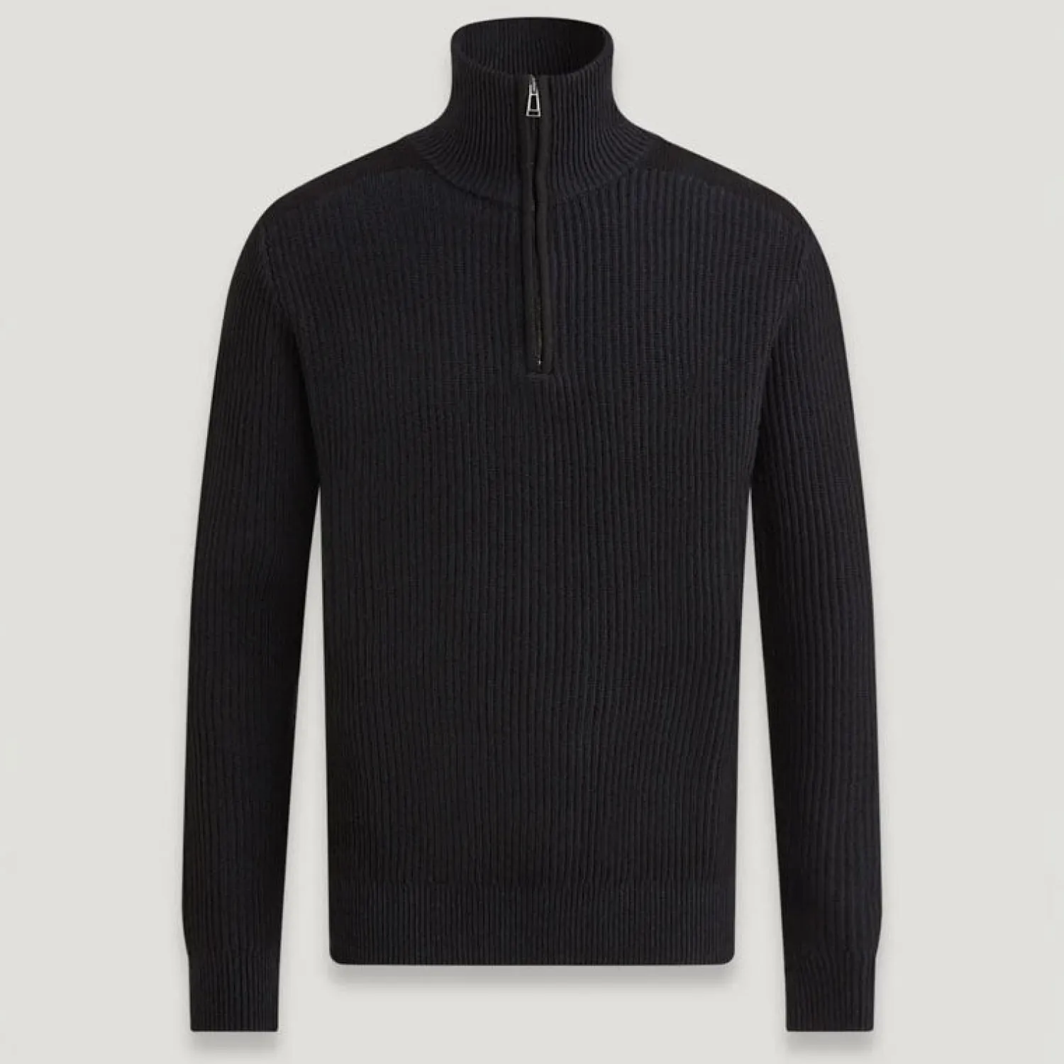 BELSTAFF Stanley Quarter Zip Jumper In Black/Dark Ink