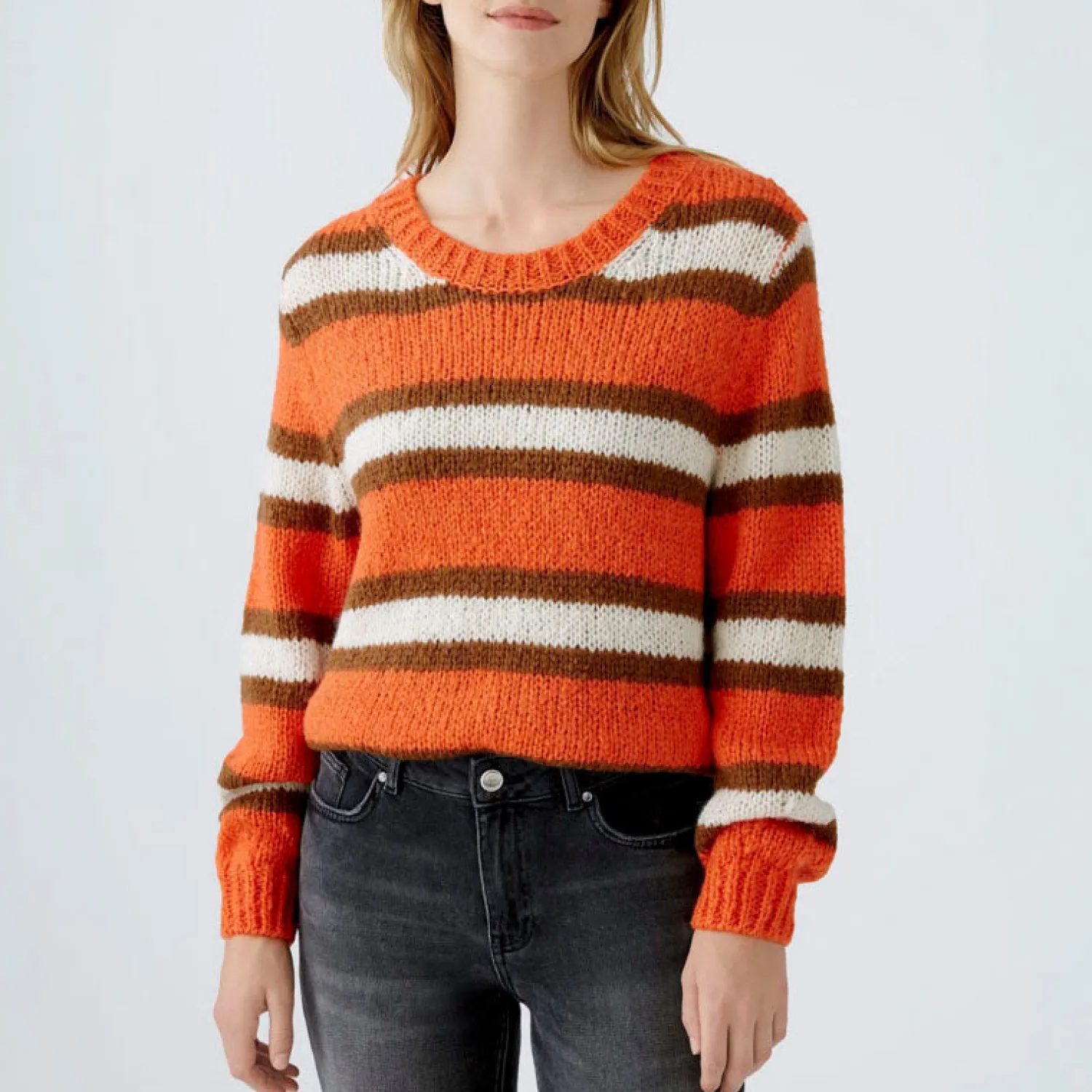 OUI Striped Jumper In Red Stone