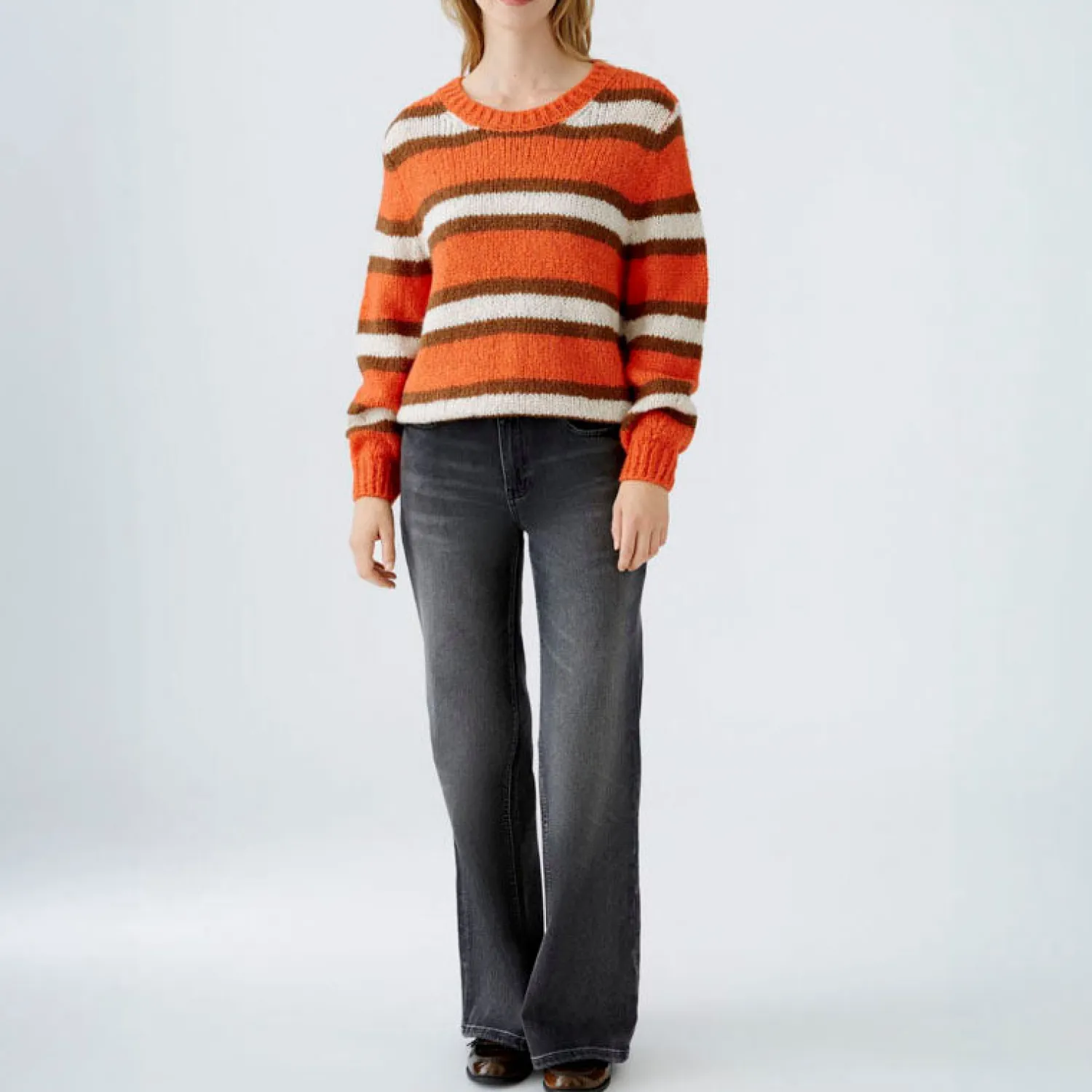 OUI Striped Jumper In Red Stone