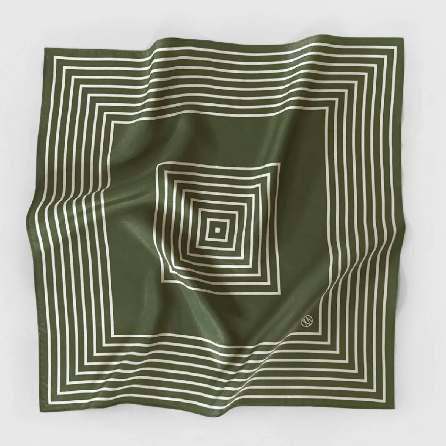 LE SCARF Striped Scarf 50cm In Green & Cream