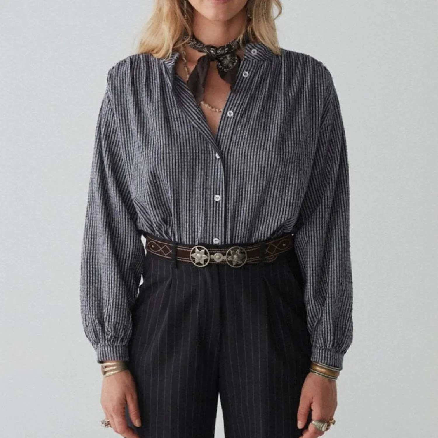 MAISON HOTEL Truffaut Striped Blouse In Indigo