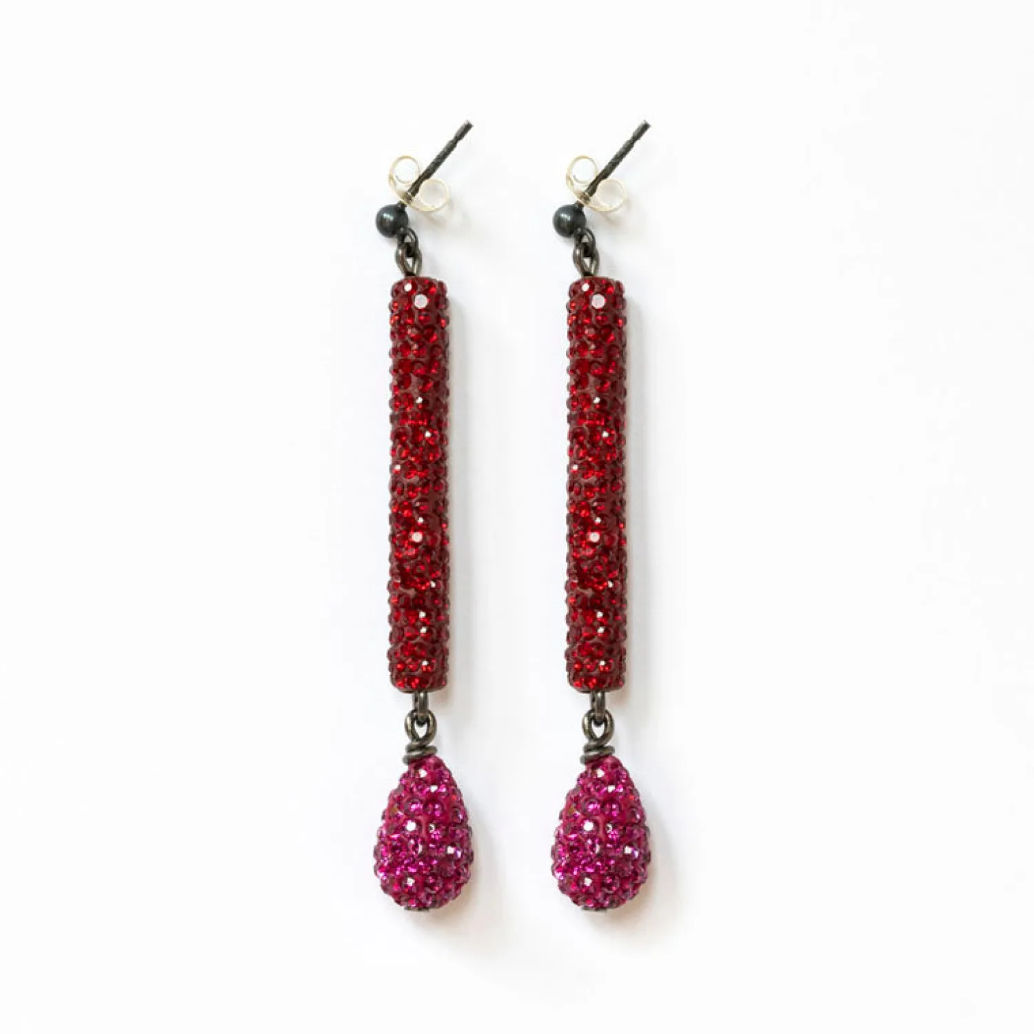 PHILIPPA KUNISCH Tube Earrings In Red/Pink