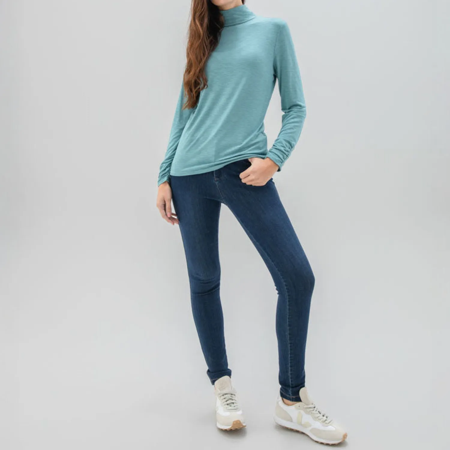 MARBLE Turtle Neck Top In Blue