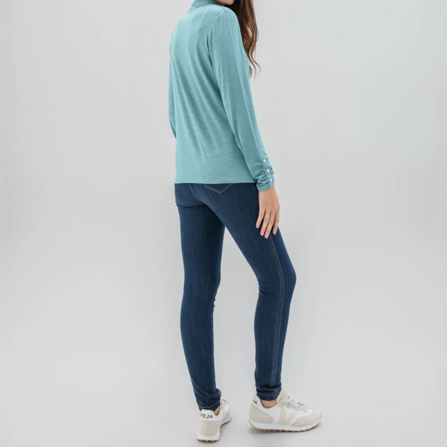 MARBLE Turtle Neck Top In Blue