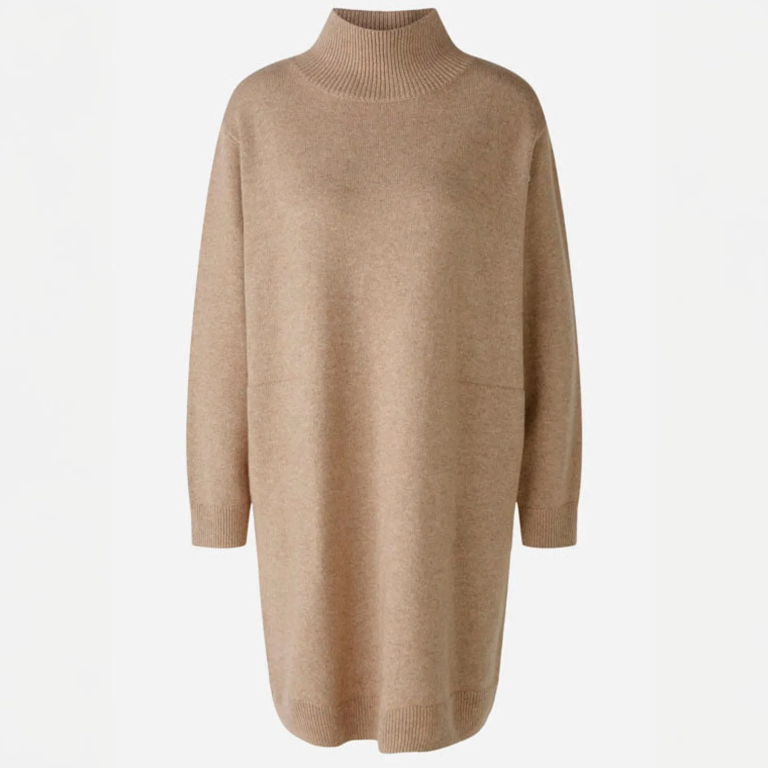 OUI Turtleneck Knitted Dress In Beige Melange