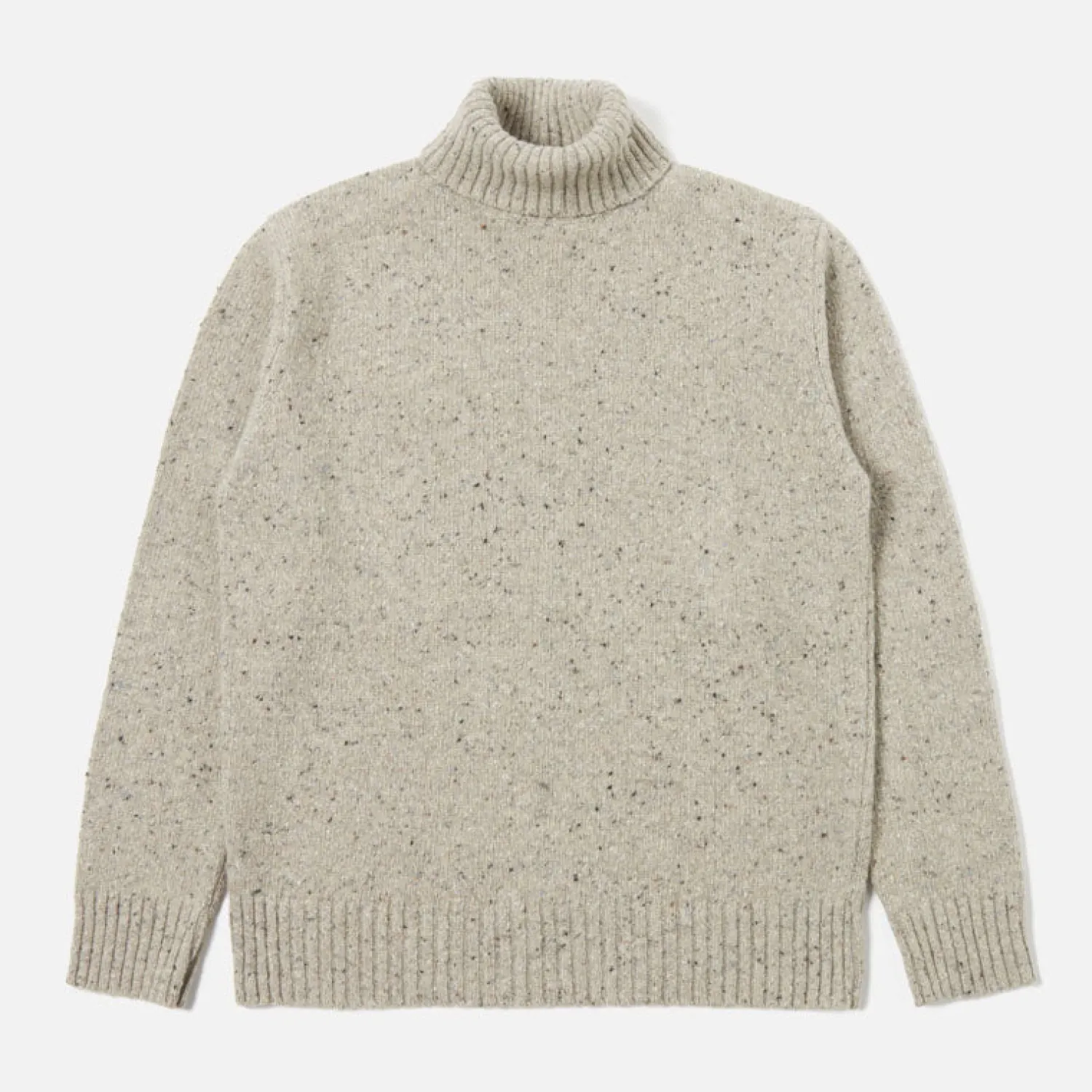 UNIVERSAL WORKS Tweed Knit Roll Neck Jumper In Oatmeal