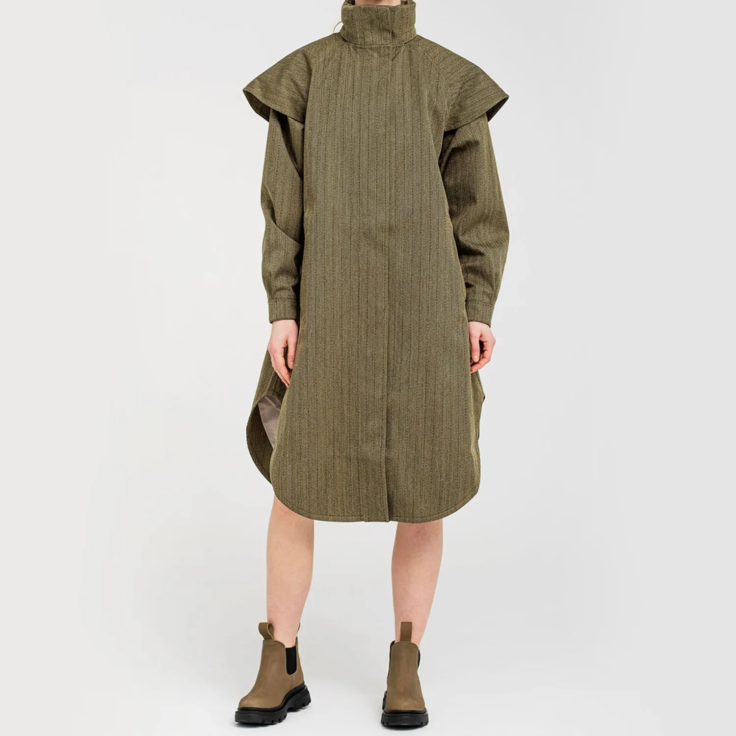 BRGN Tyfon Coat In Green Tweed