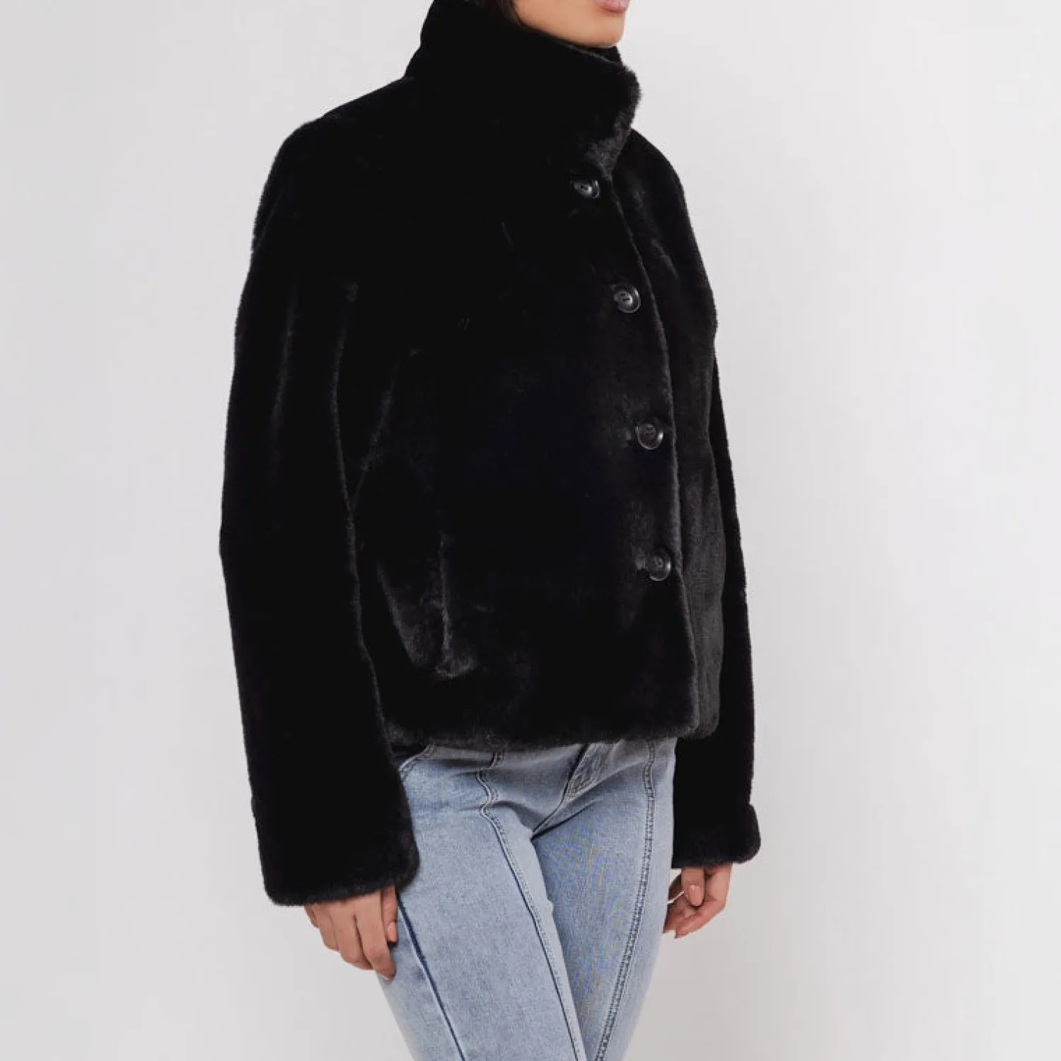 RINO & PELLE Vie Faux Fur Jacket In Black