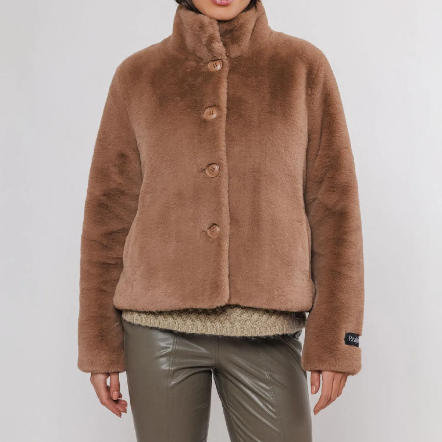 RINO & PELLE Vie Faux Fur Jacket In Twig