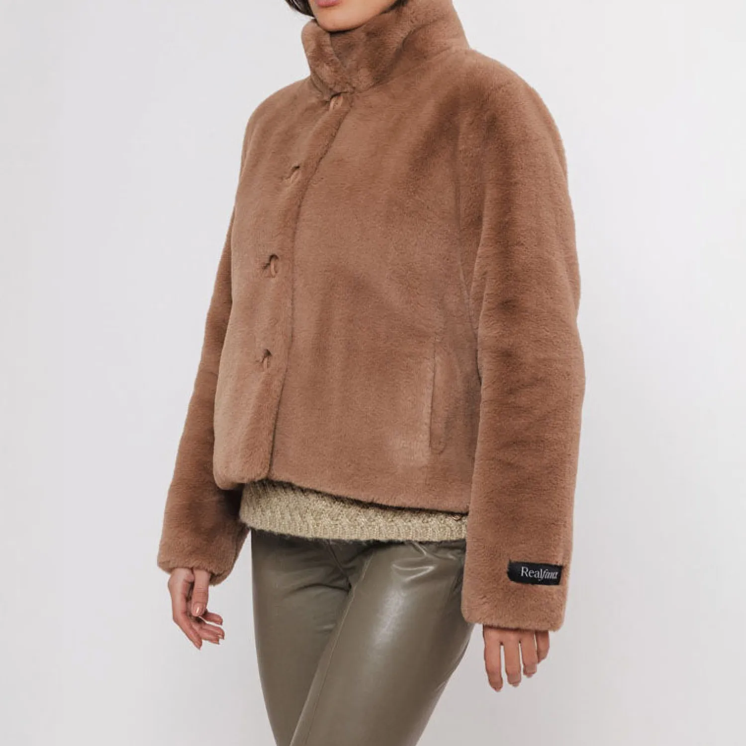 RINO & PELLE Vie Faux Fur Jacket In Twig