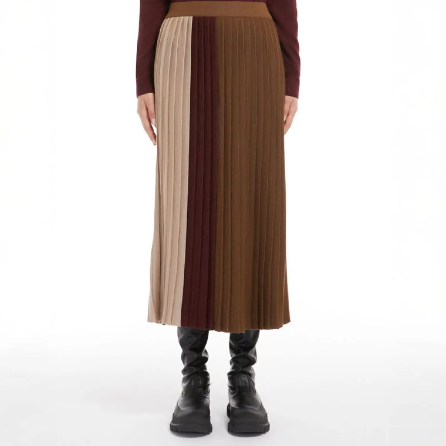 WEEKEND MAXMARA Virgin Knitted Skirt In Sand