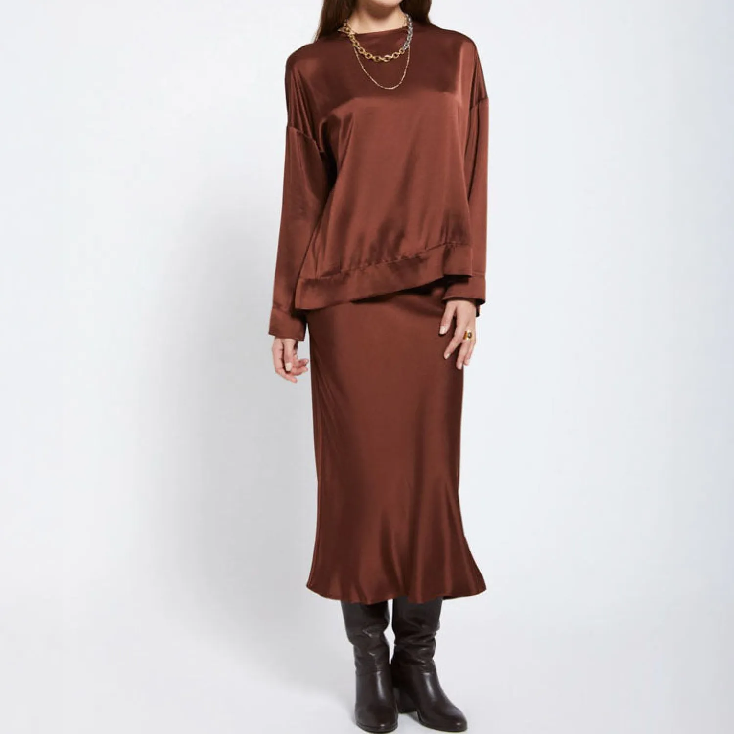 OTTOD AME Viscose Overshirt In Chocolate