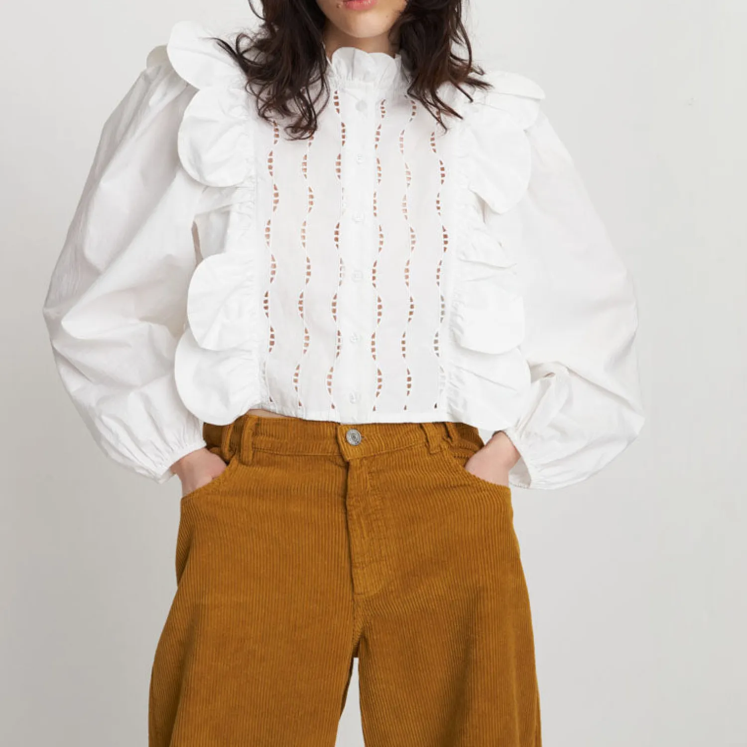 STELLA NOVA White Blouse With Tongues And Embroideries