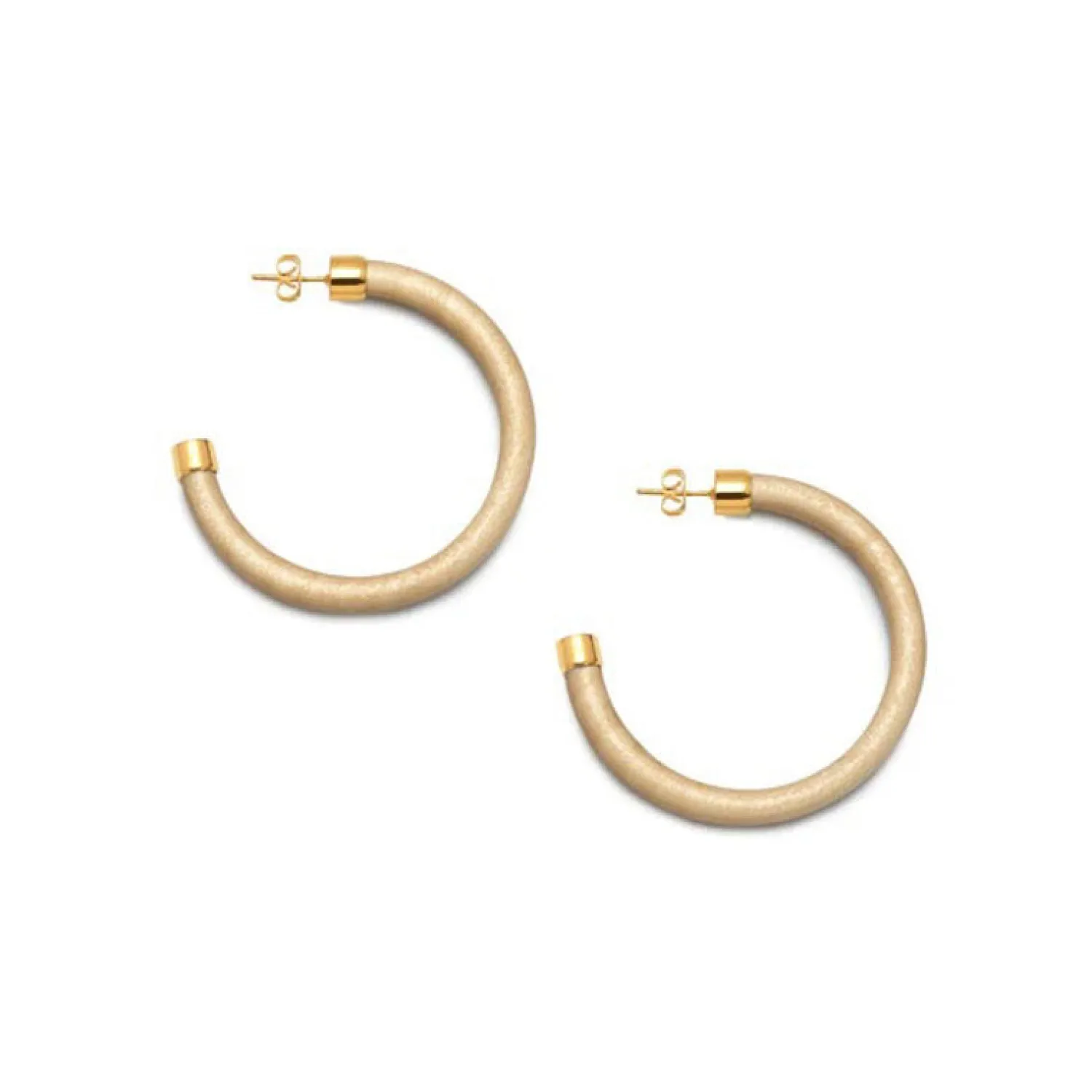 BRANCH JEWELLERY White Wood Hoop Earrings With Gold Plated Metal