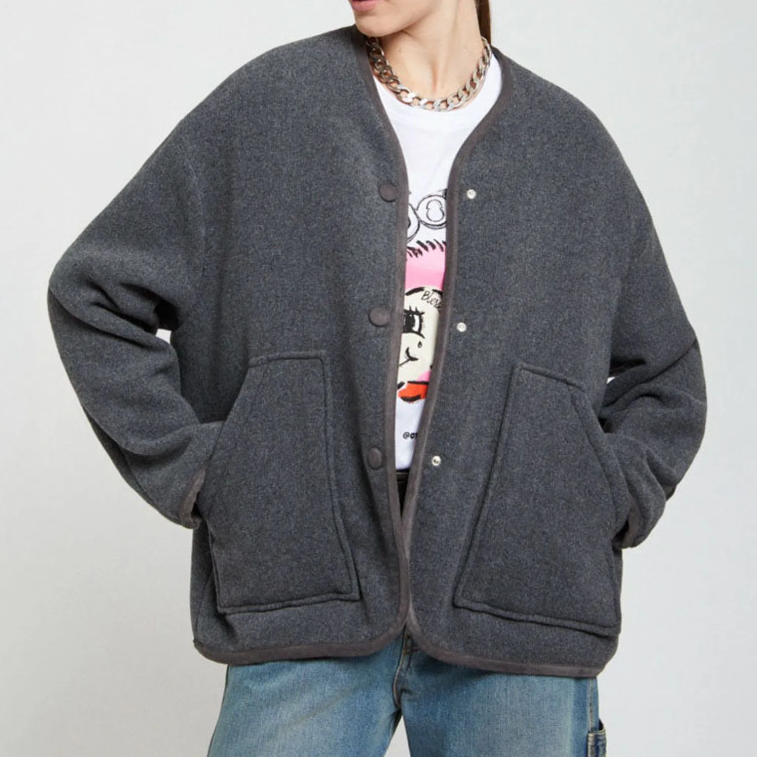 OTTOD AME Wool Blend Bomber Jacket In Smoke