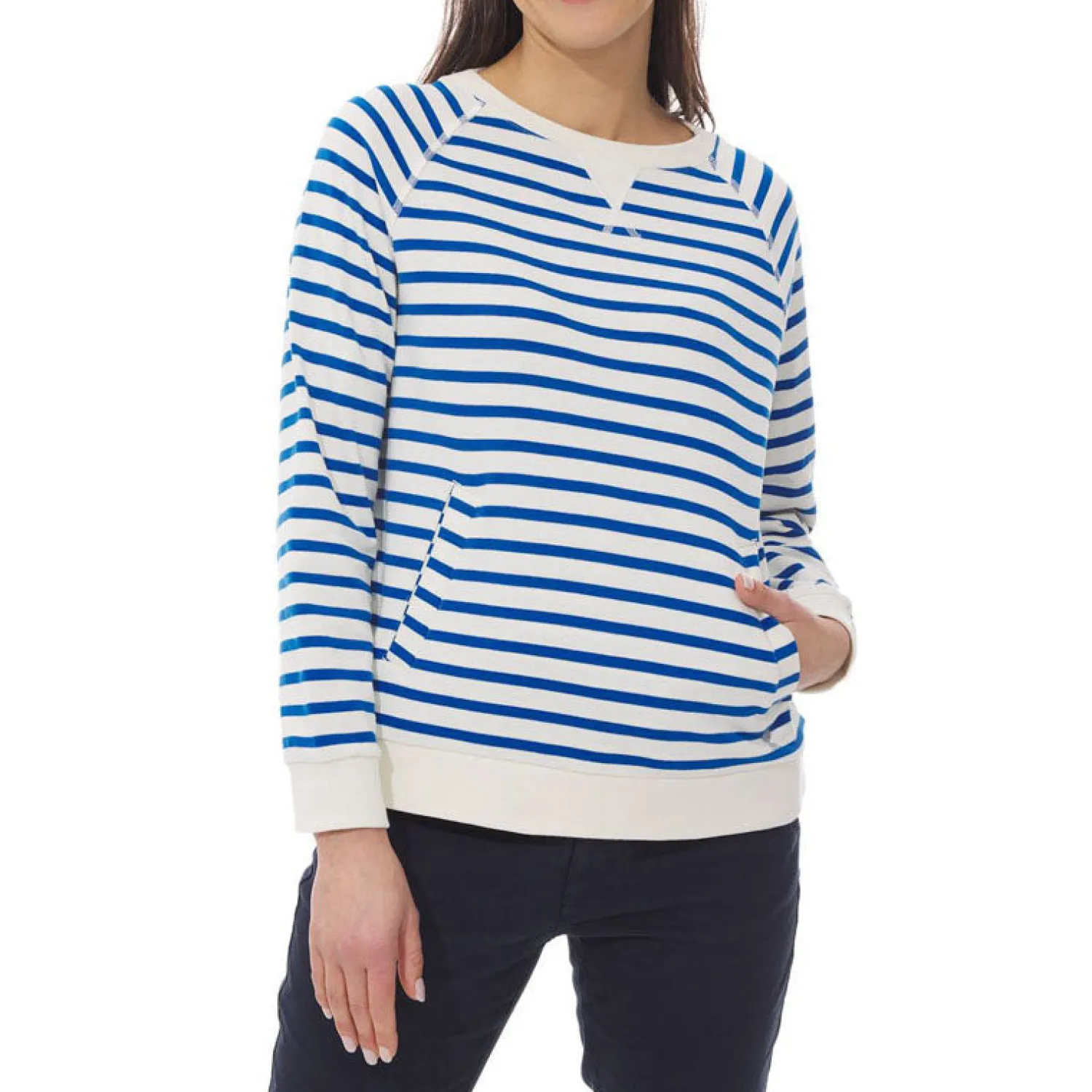 MOUSQUETON Yulid Sweatshirt In Ecru/Nautic Blue