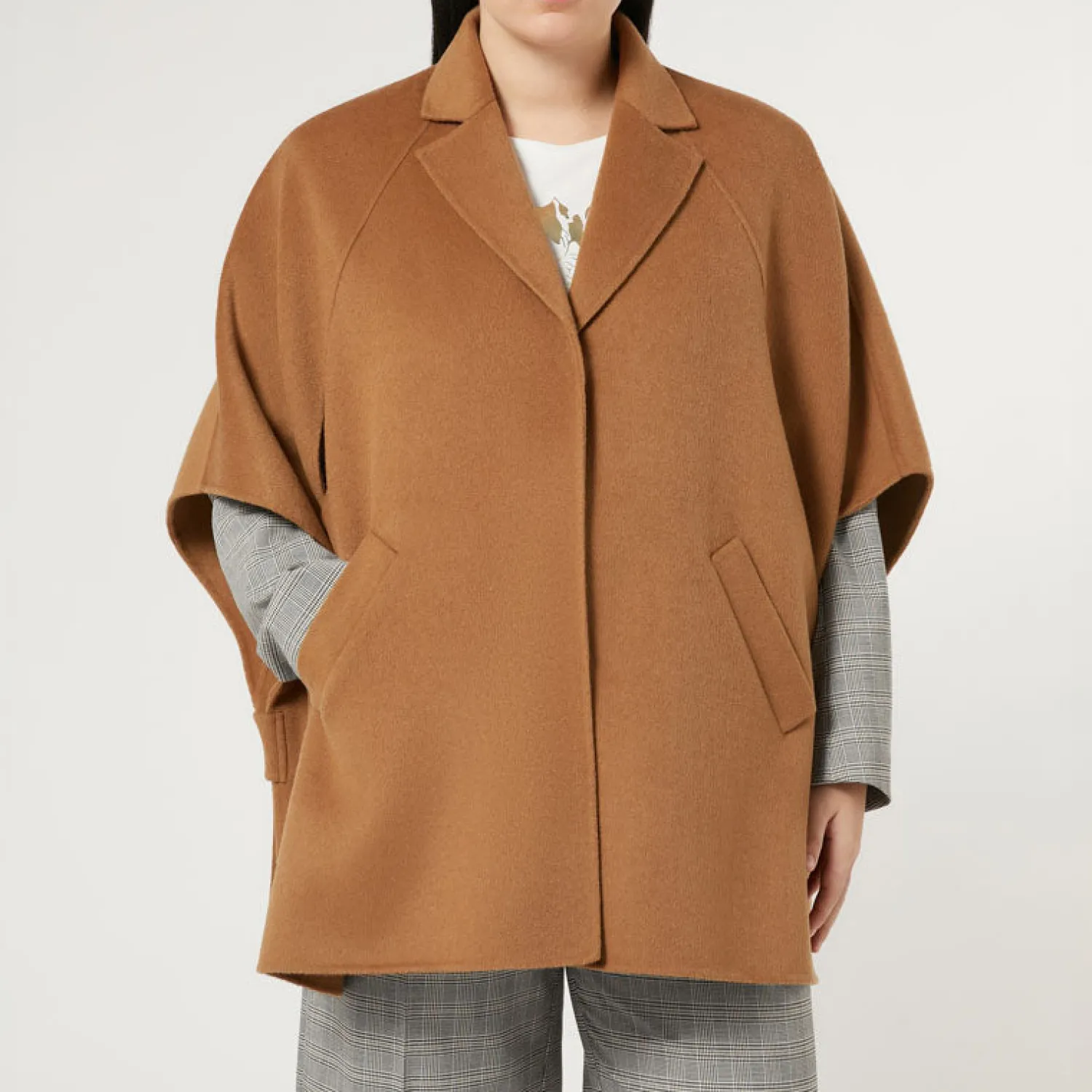 PERSONA BY MARINA RINALDI Zuara Double Faced Wool Cape In Biscuit